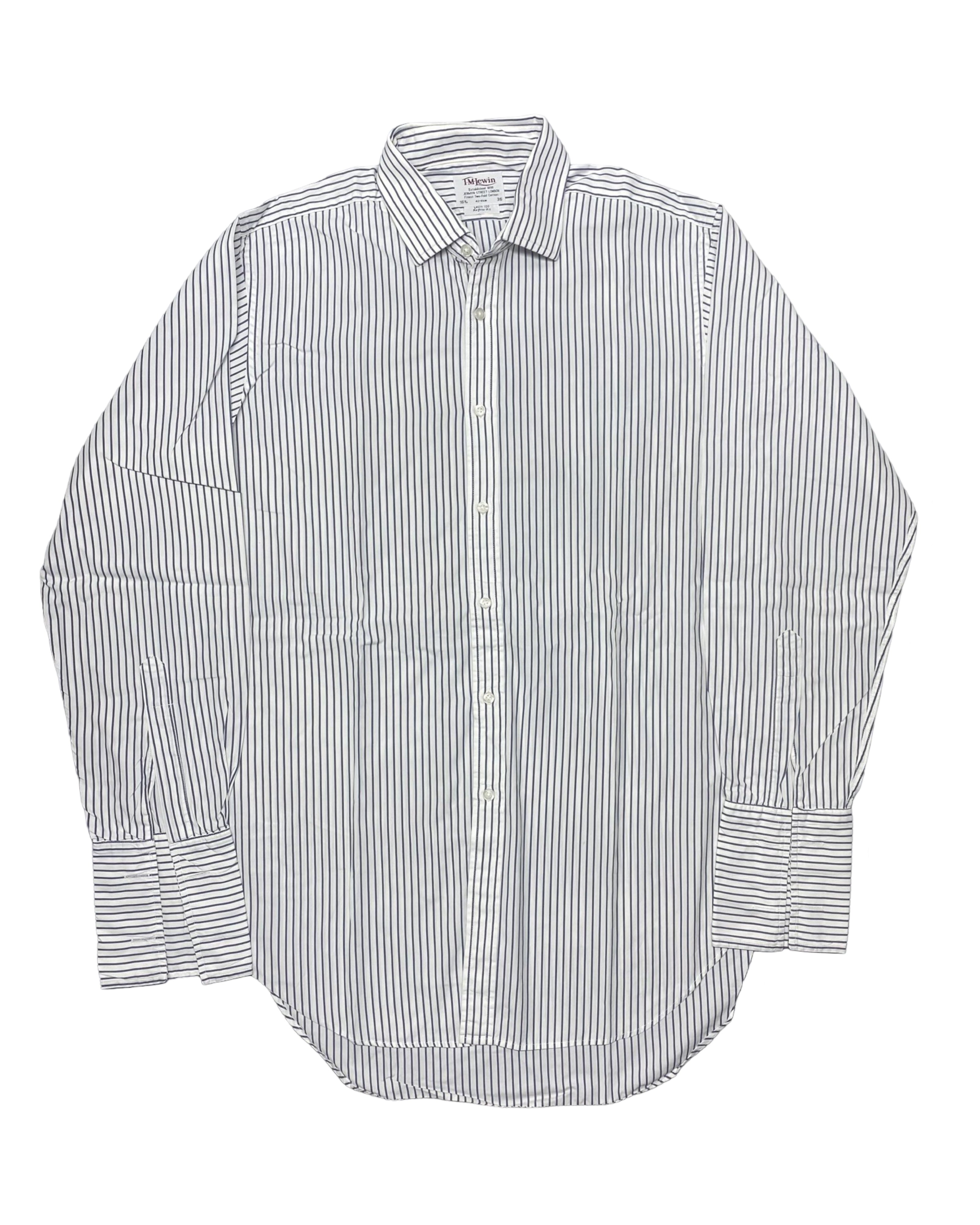 T.M. Lewin Navy Stripe Regular Fit Shirt | Chest 24.5” | Large