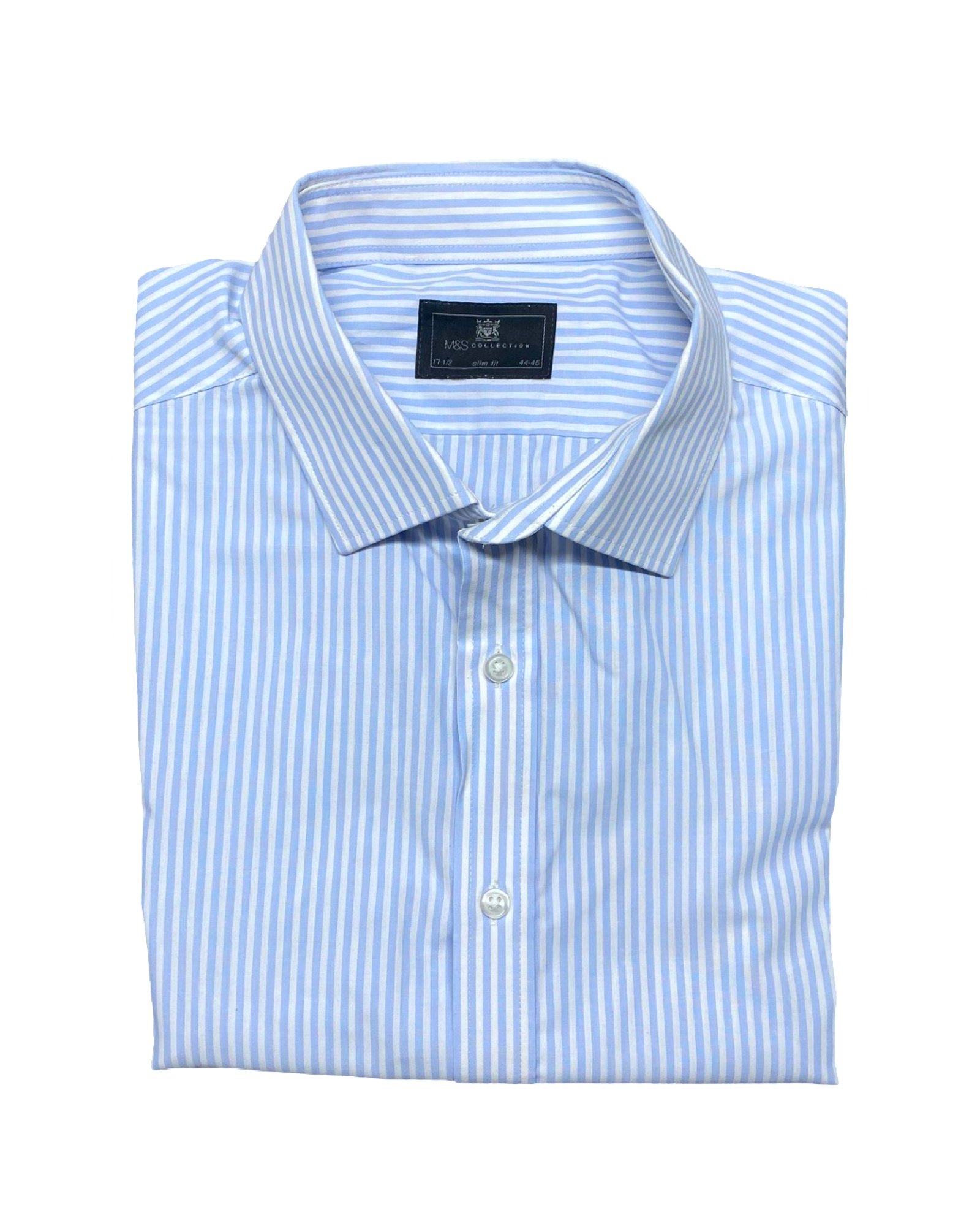 M&S Blue & White Striped Cotton Shirt | Chest 24.5” | Large