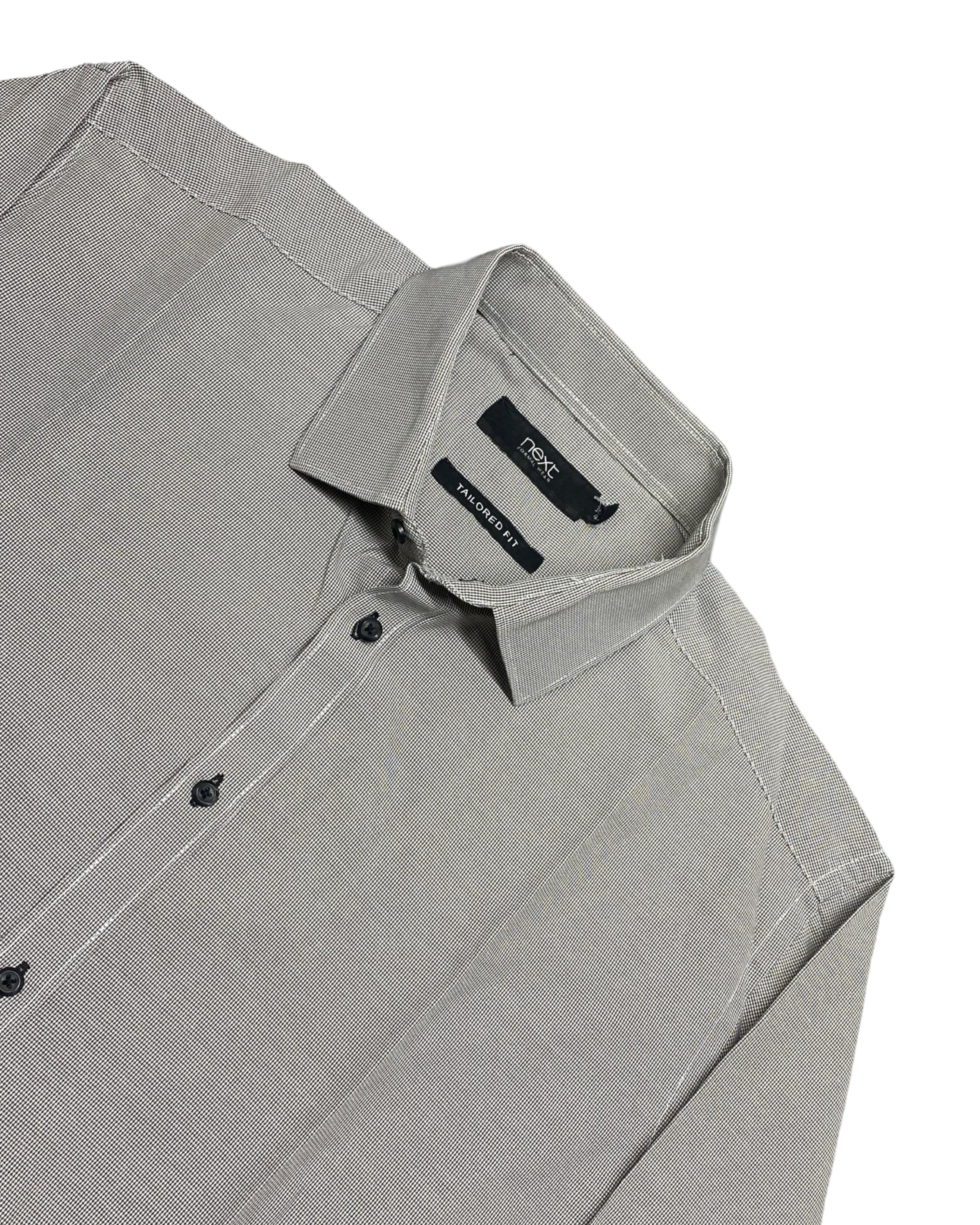 Next Grey Microcheck Tailored Fit Shirt | Chest 23.5” | Large