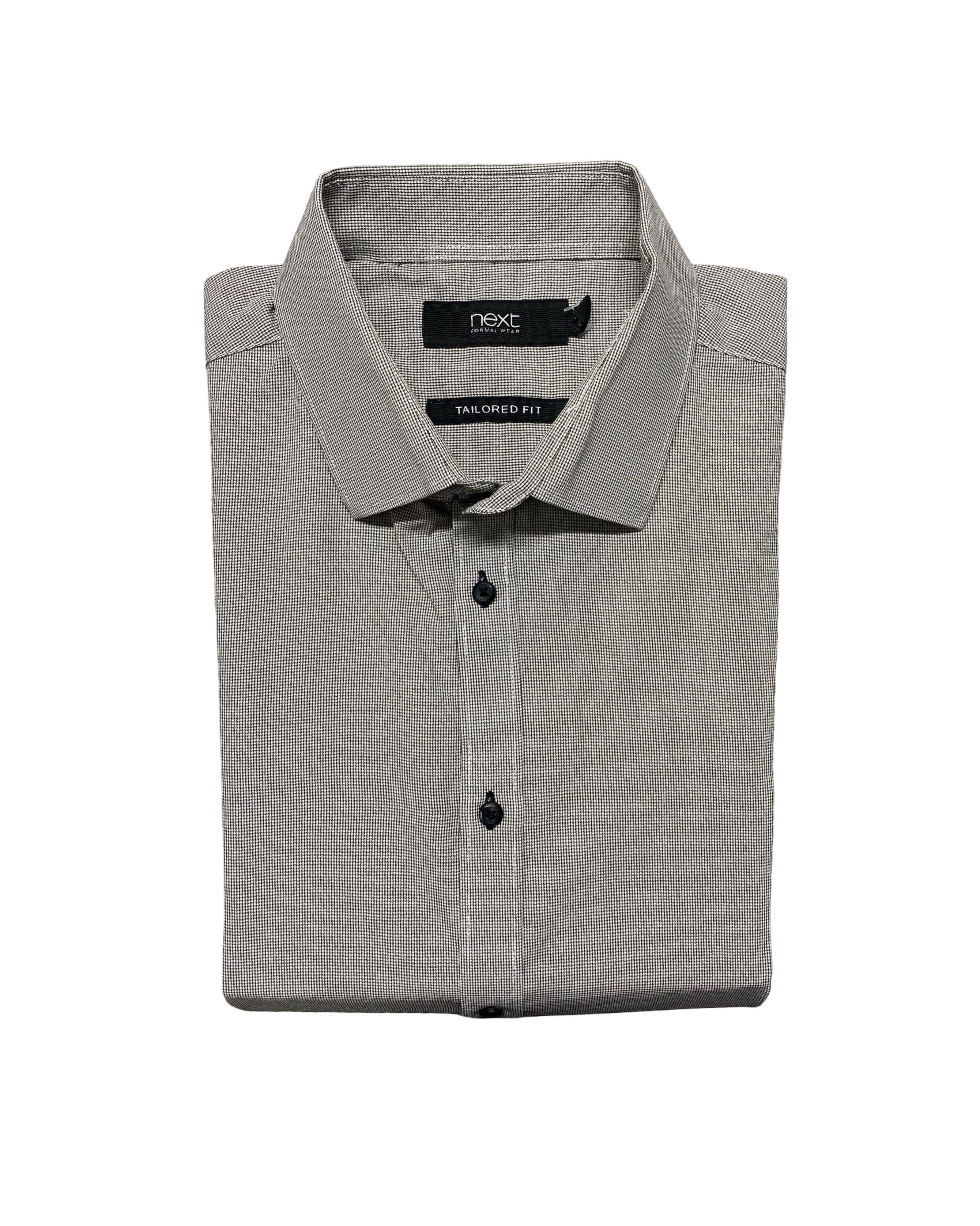 Next Grey Microcheck Tailored Fit Shirt | Chest 23.5” | Large
