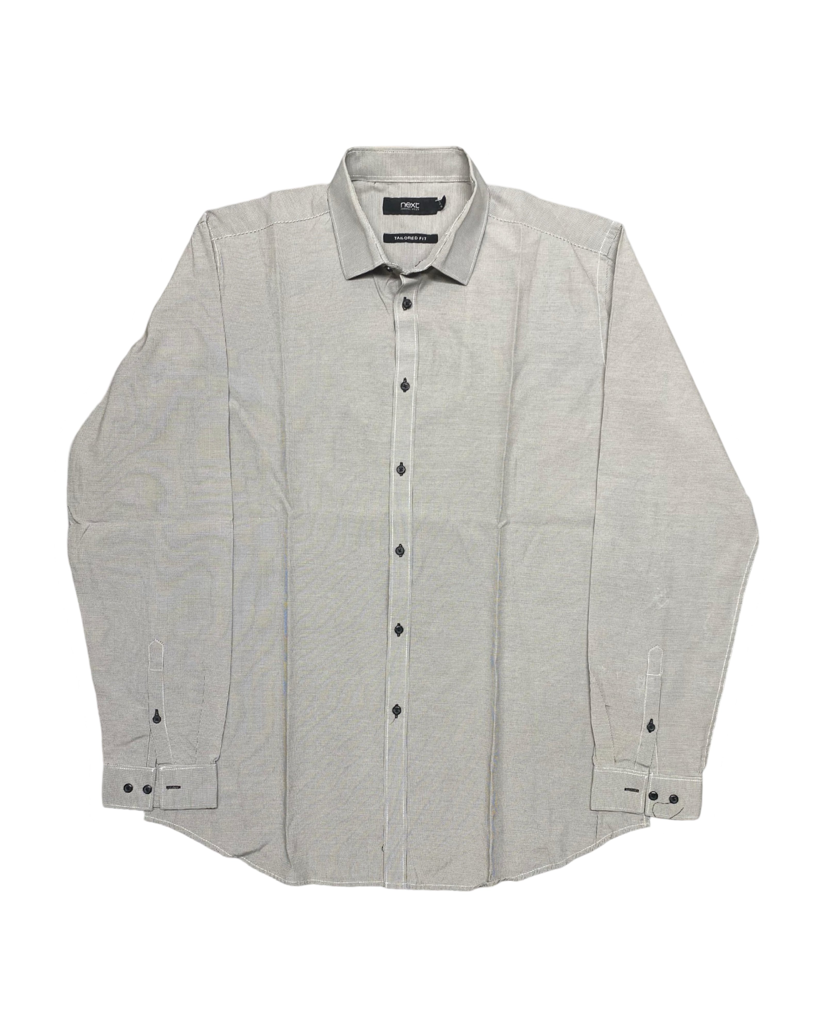 Next Grey Microcheck Tailored Fit Shirt | Chest 23.5” | Large