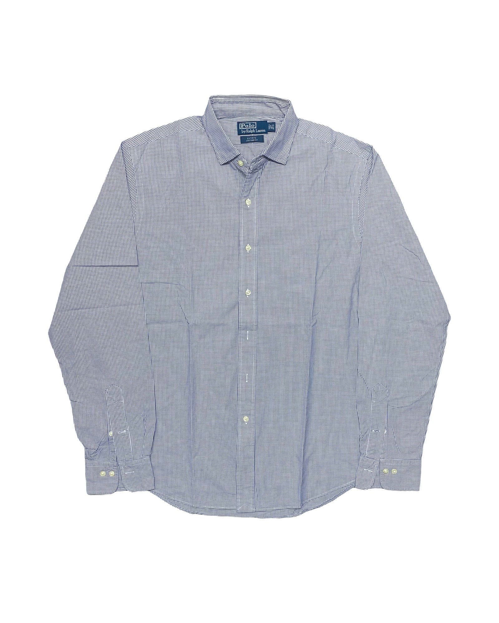 Ralph Lauren Blue & White Micro Check Shirt | Large | Chest 23.5”
