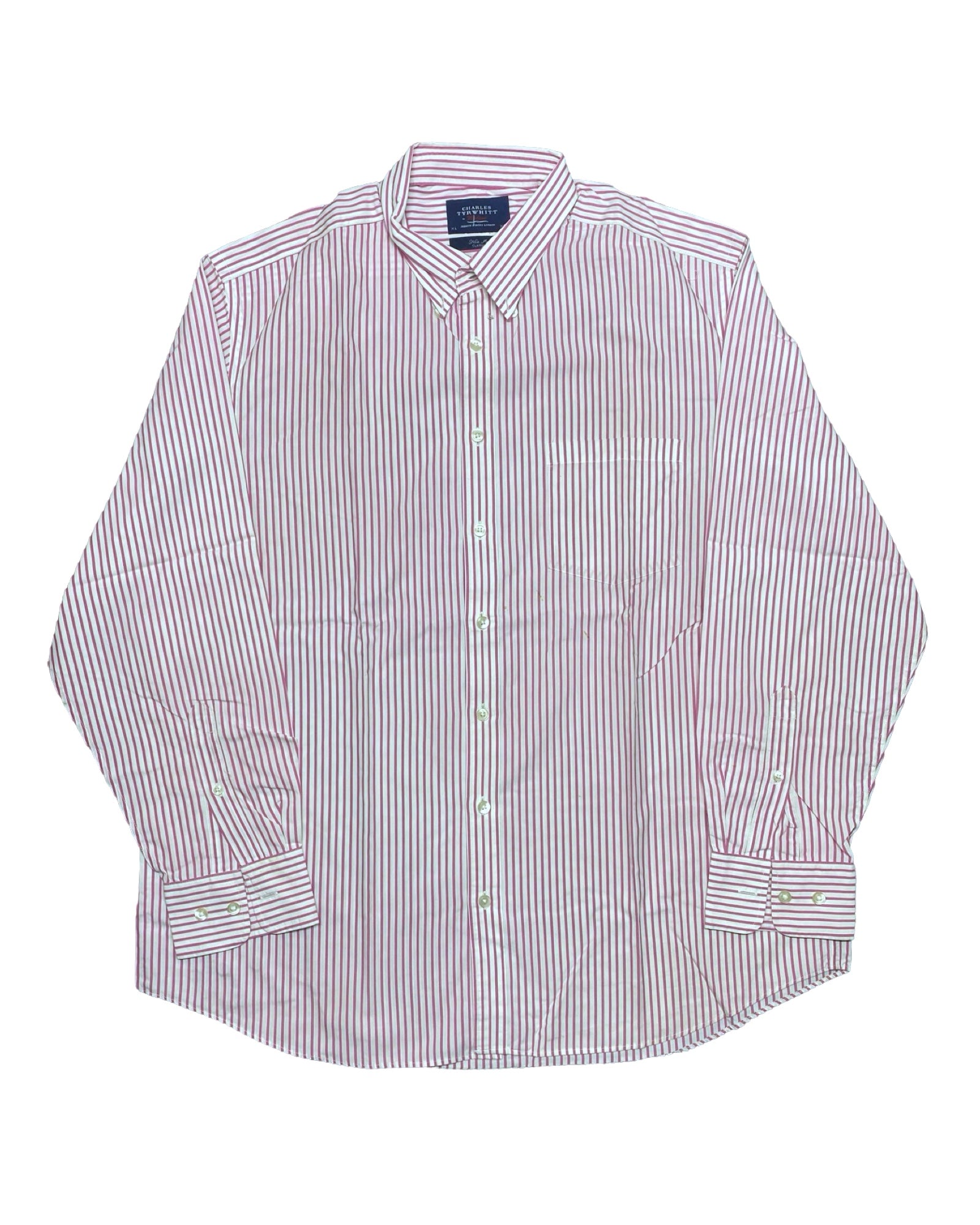 Charles Tyrwhitt Red Striped Dress Shirt | XL | Chest 25”