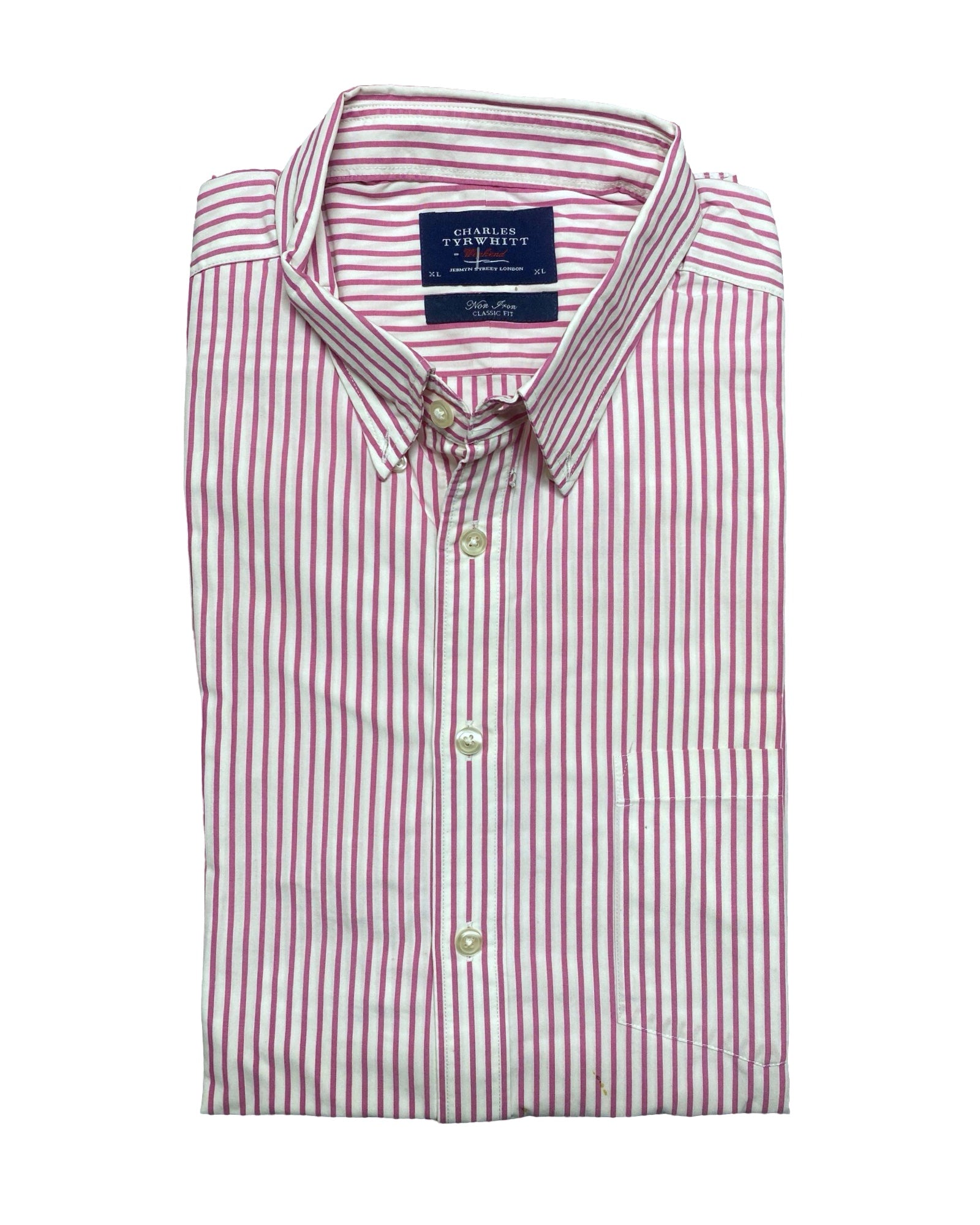 Charles Tyrwhitt Red Striped Dress Shirt | XL | Chest 25”