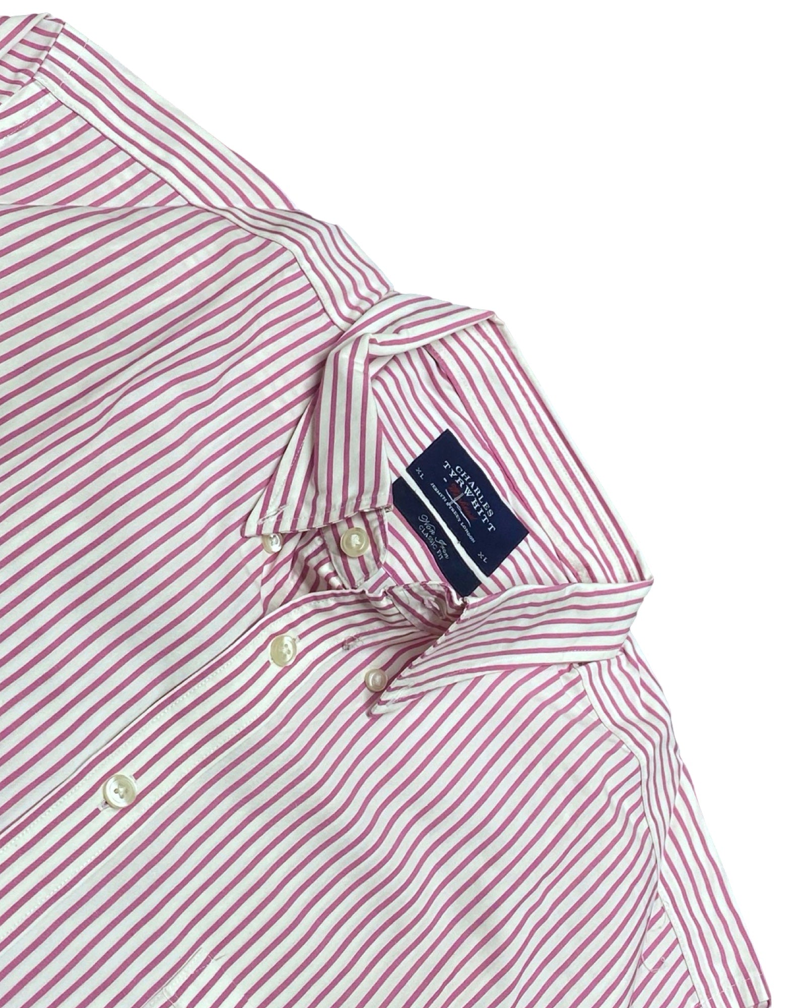 Charles Tyrwhitt Red Striped Dress Shirt | XL | Chest 25”