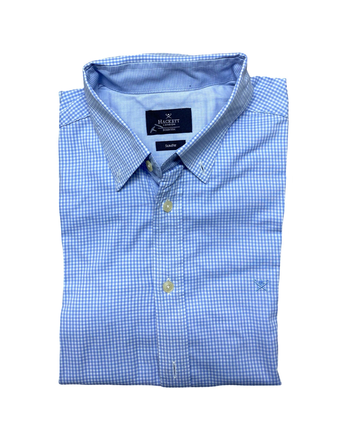 Hackett London Blue Gingham Check Shirt | Large | Chest 24”