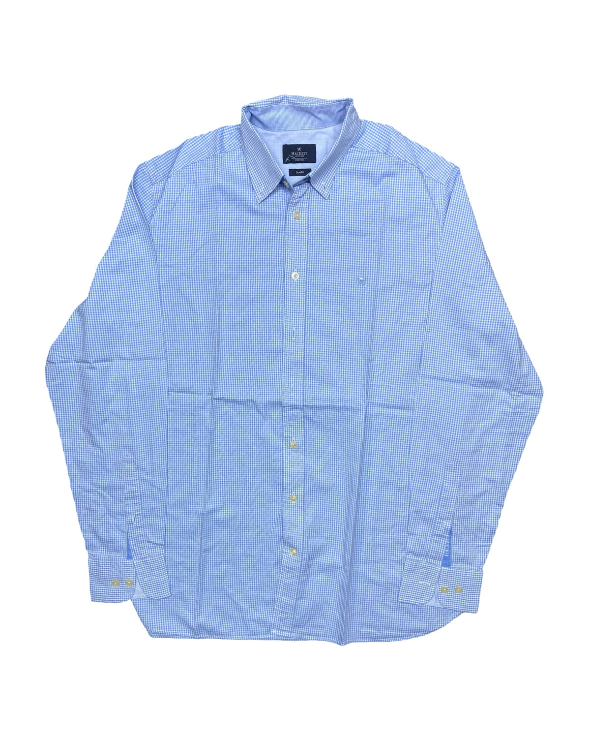 Hackett London Blue Gingham Check Shirt | Large | Chest 24”