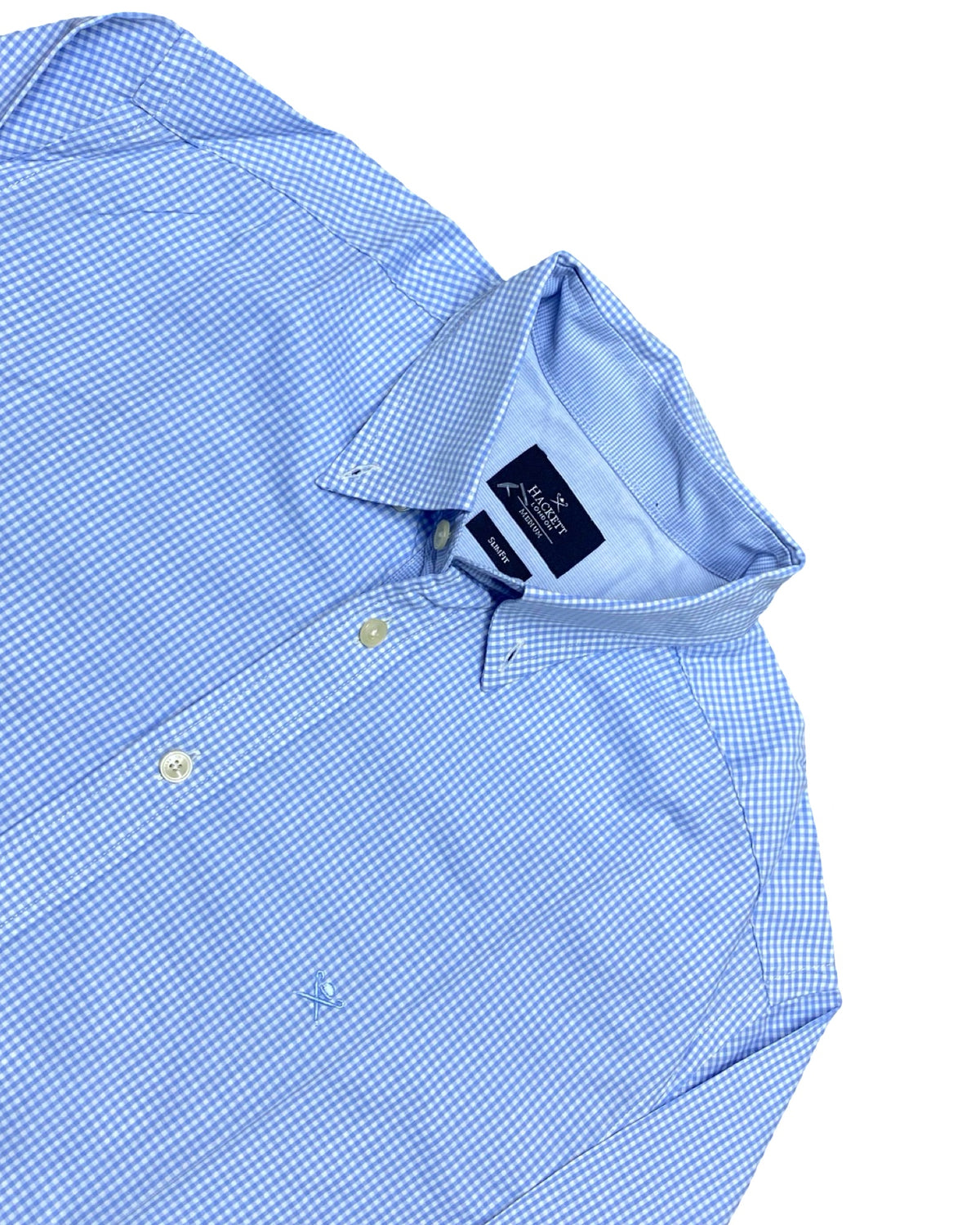 Hackett London Blue Gingham Check Shirt | Large | Chest 24”