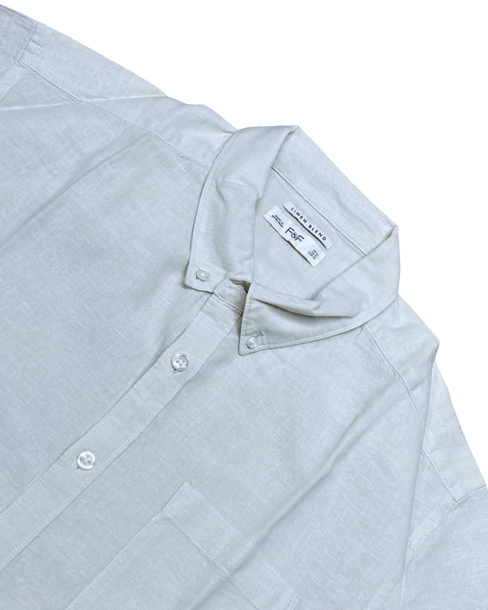 F&F White Linen Blend Short Sleeve Shirt | Large | Chest 24.5”