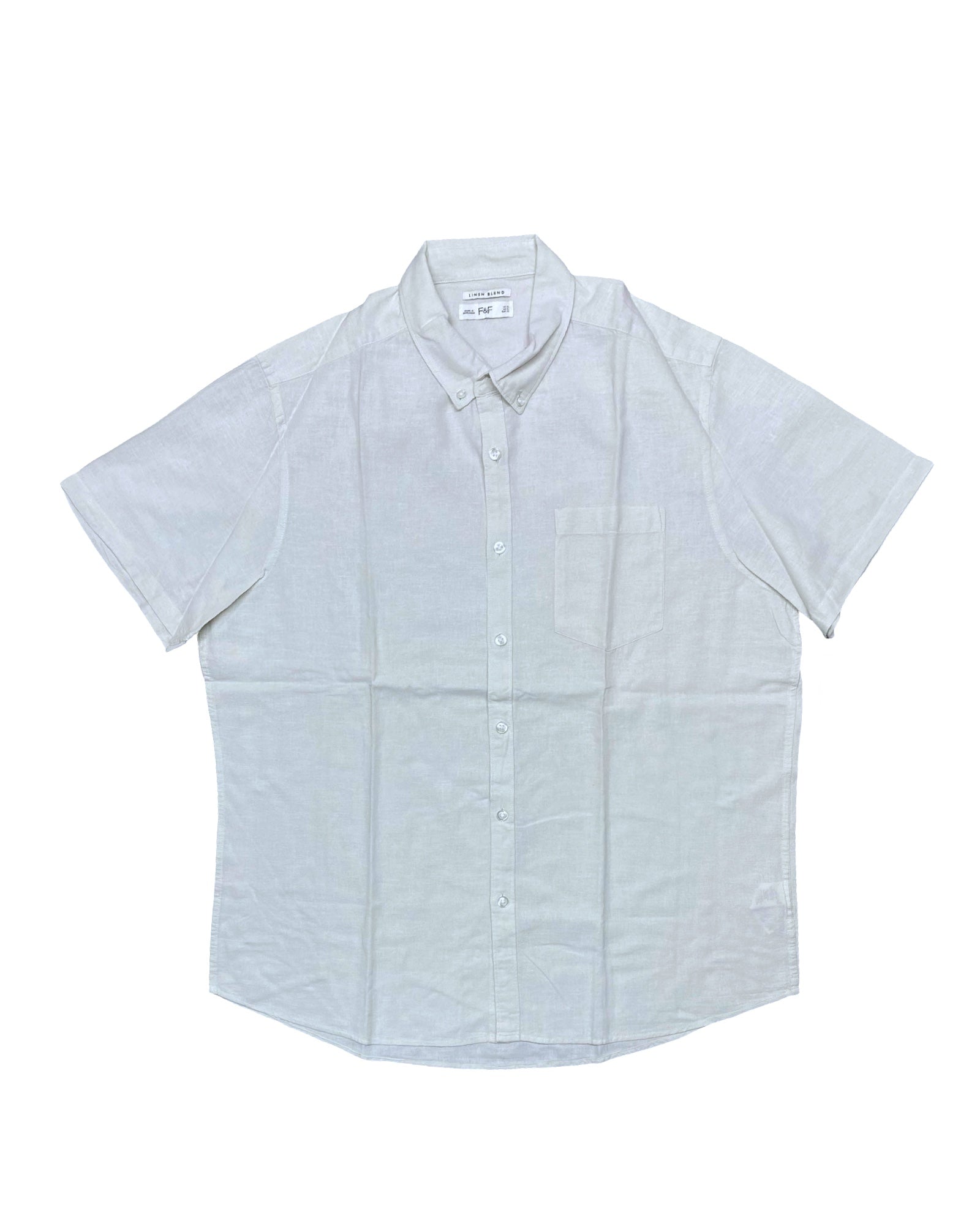 F&F White Linen Blend Short Sleeve Shirt | Large | Chest 24.5”