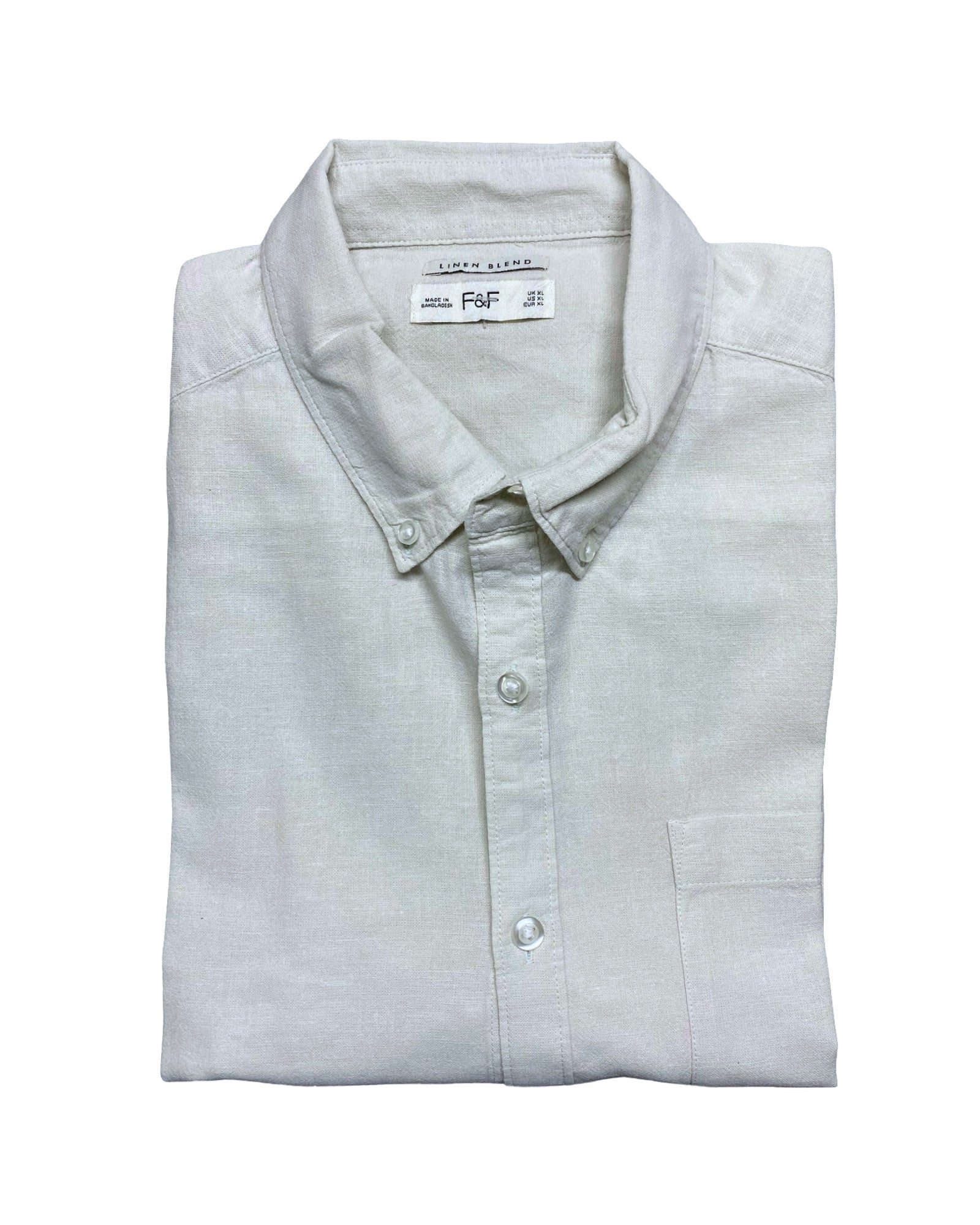 F&F White Linen Blend Short Sleeve Shirt | Large | Chest 24.5”