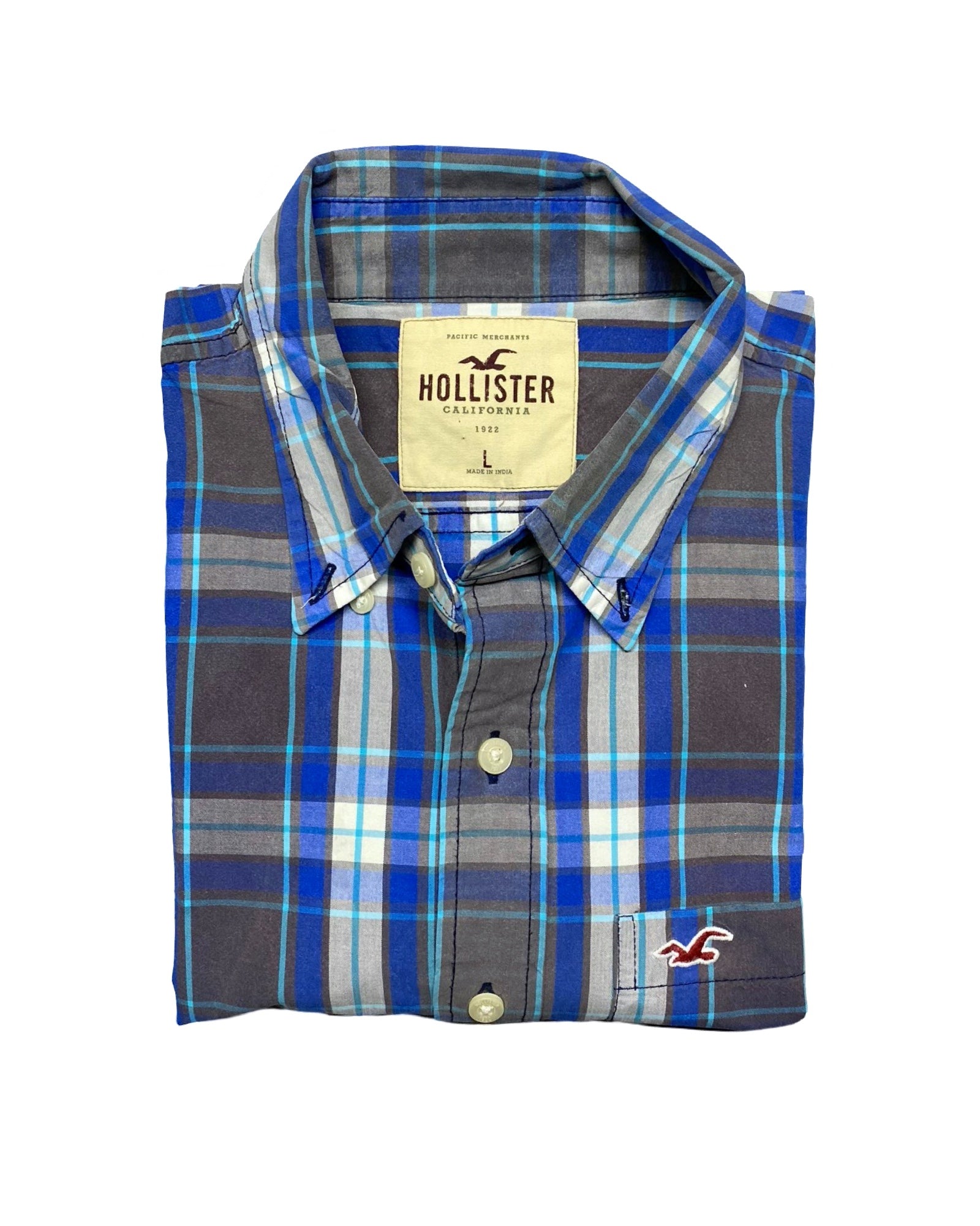 Hollister Blue Plaid Shirt | Medium | Chest 22”