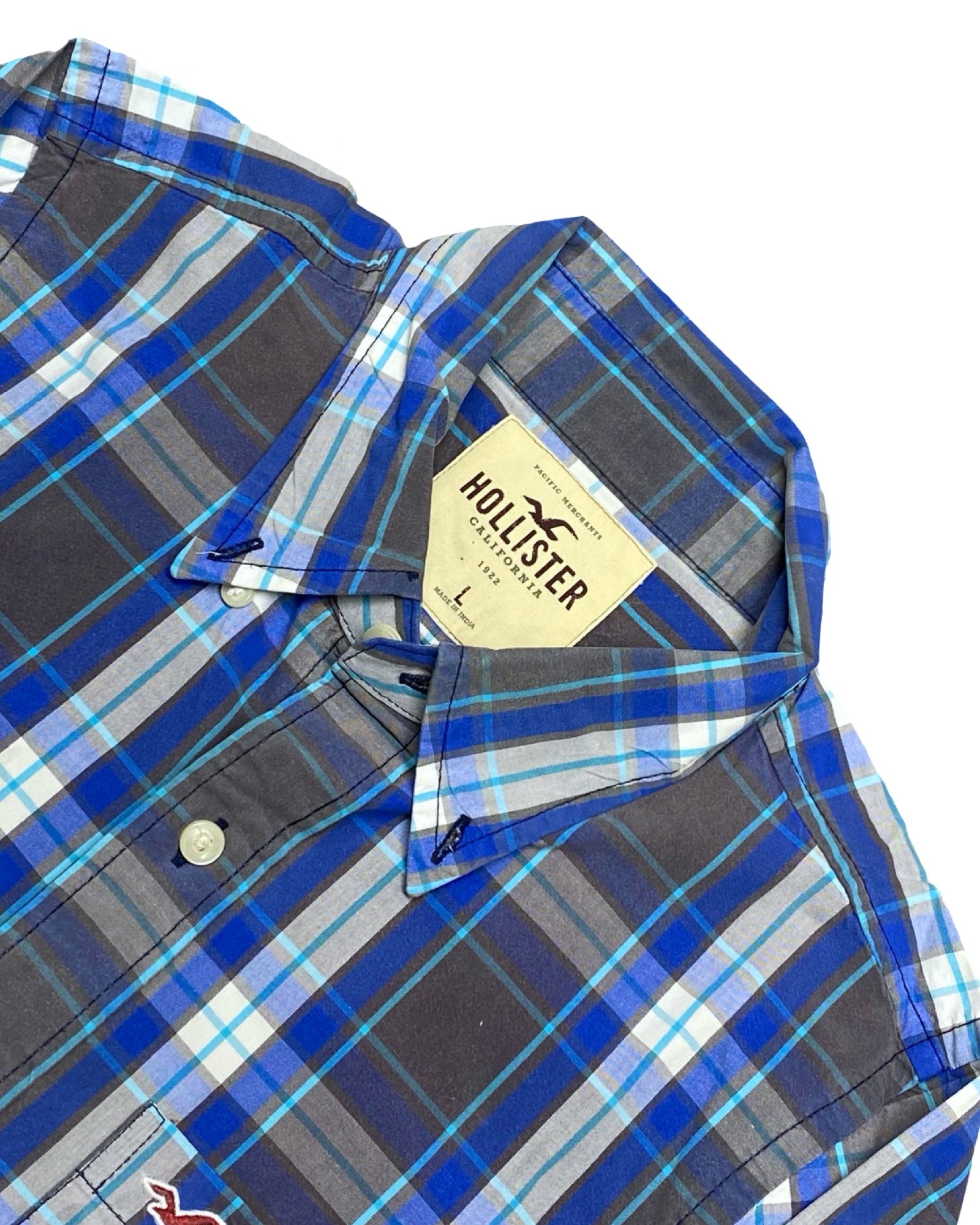 Hollister Blue Plaid Shirt | Medium | Chest 22”