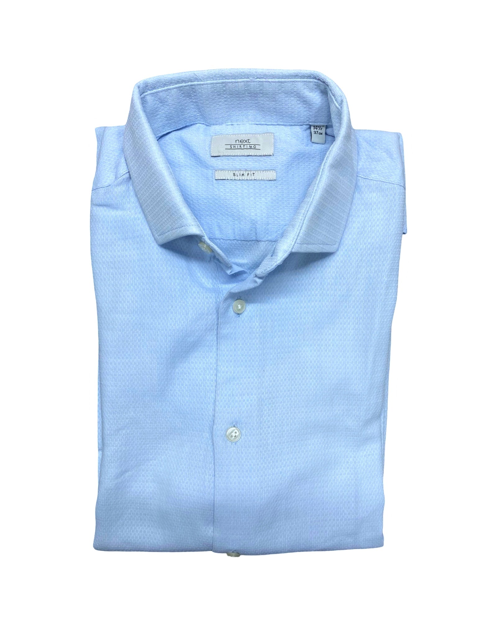 Next Sky Blue Textured Shirt | Small | Chest 19”