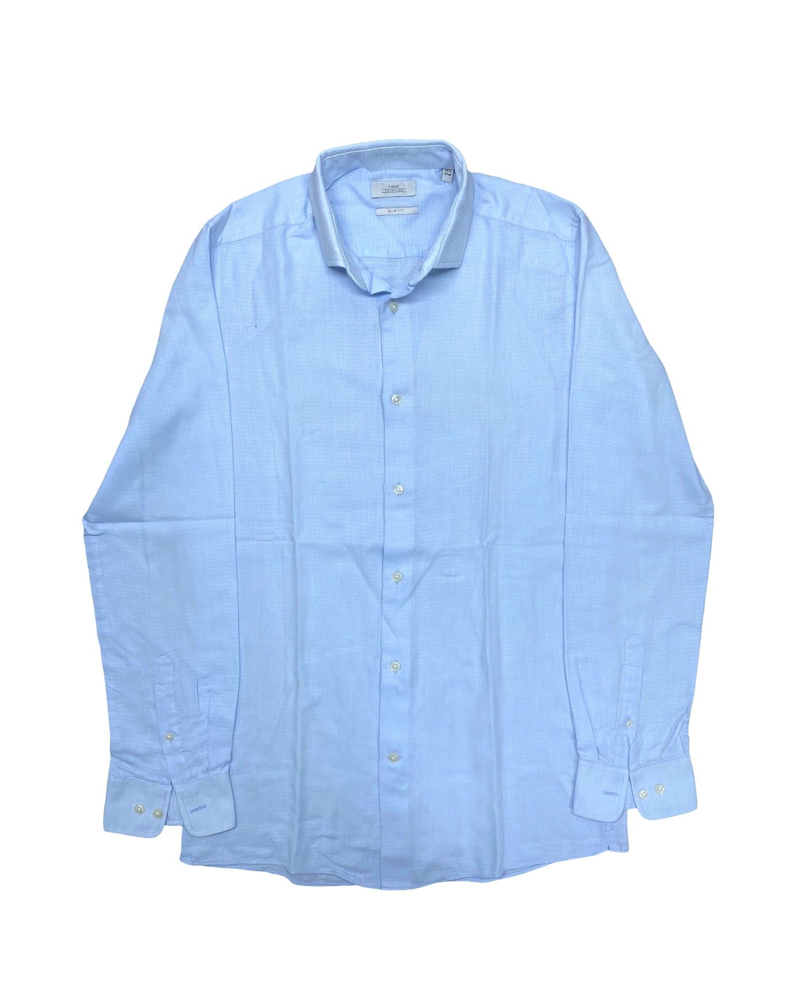 Next Sky Blue Textured Shirt | Small | Chest 19”