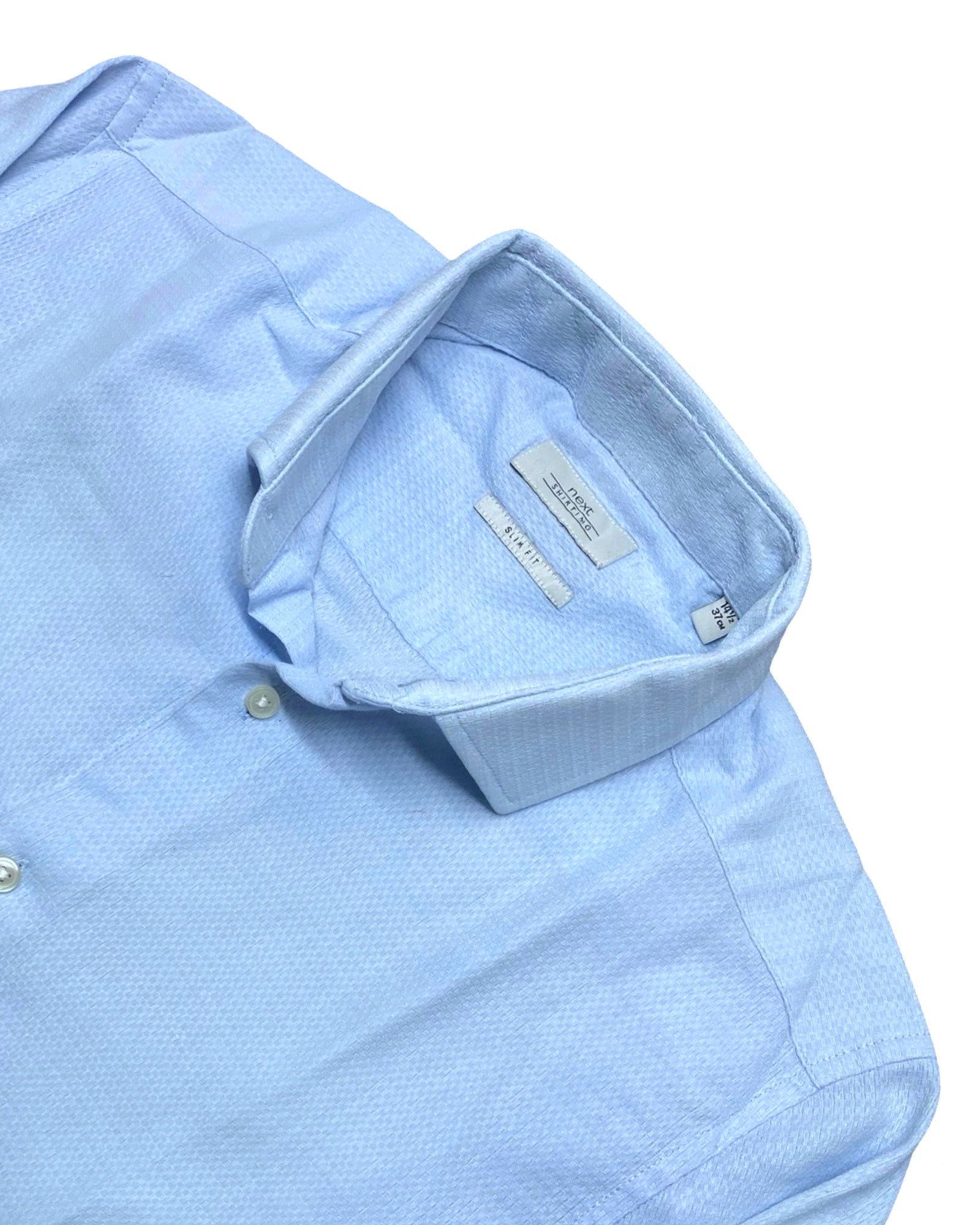 Next Sky Blue Textured Shirt | Small | Chest 19”