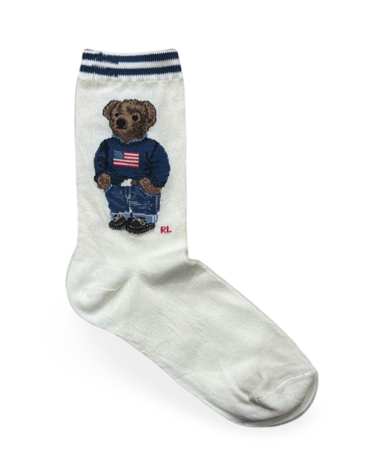 Ralph Lauren Off White Polo Bear Factory Leftover Socks