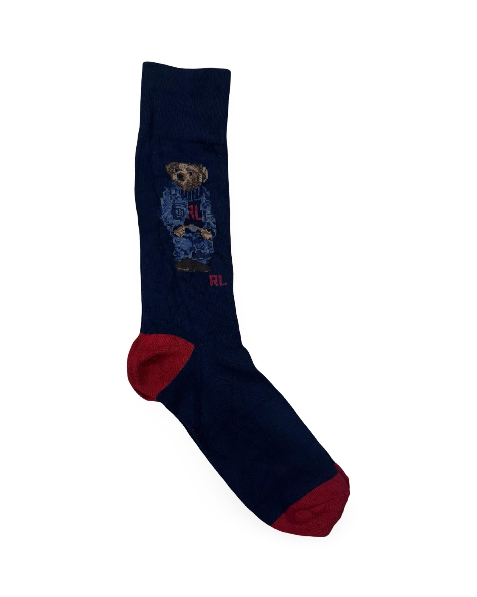 Ralph Lauren Navy Polo Bear Preppy Style Factory Leftover Socks