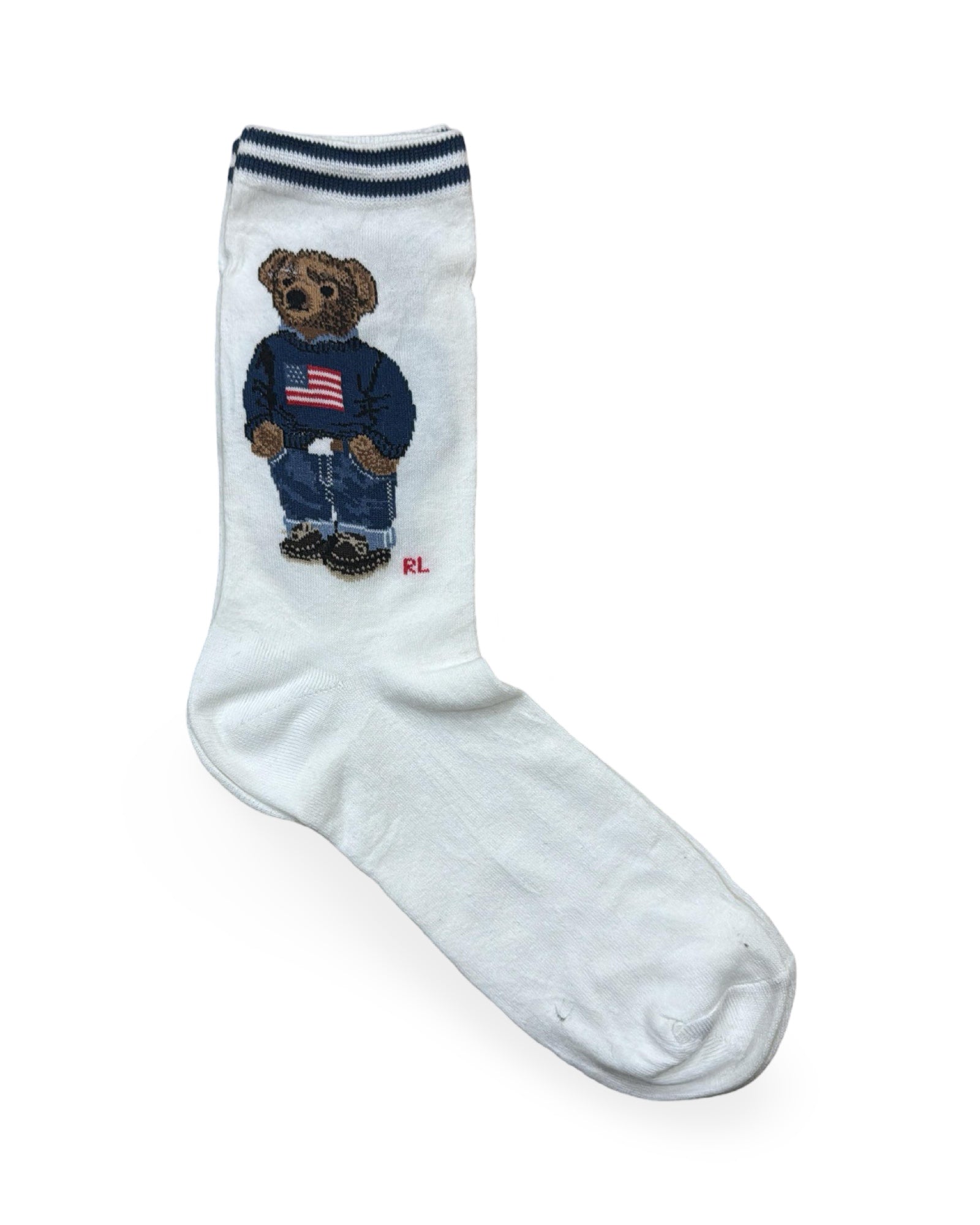 Ralph Lauren White Polo Bear Crew Socks - Factory Leftovers | Unisex