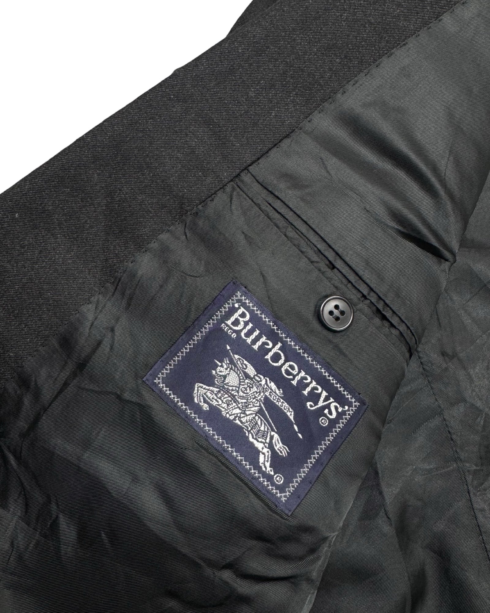 Burberry Dark Grey Double-Breasted Wool Blazer | Large