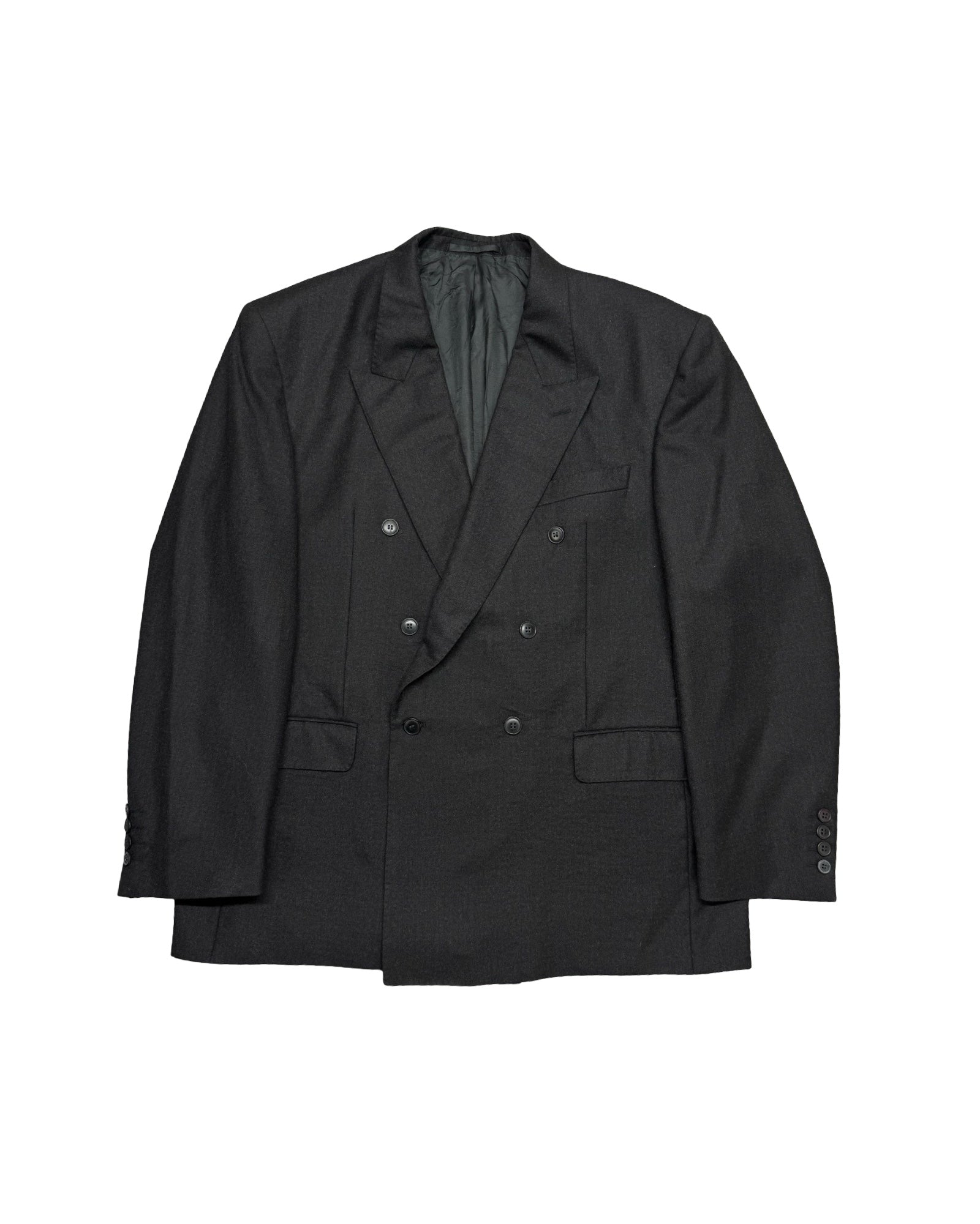 Burberry Dark Grey Double-Breasted Wool Blazer | Large