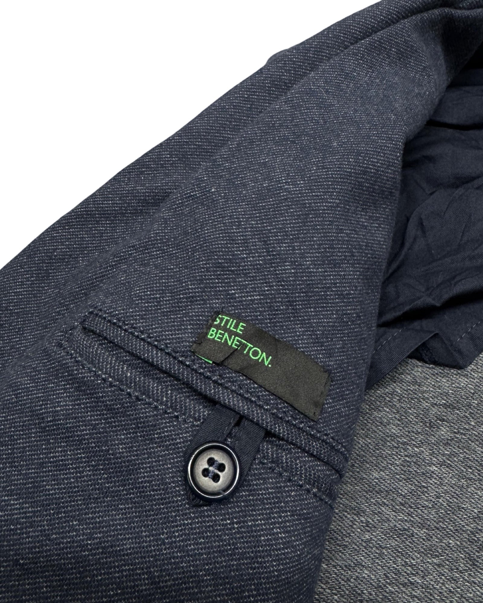 Benetton Denim Textured Unstructured Blazer | Size 46 (Small)