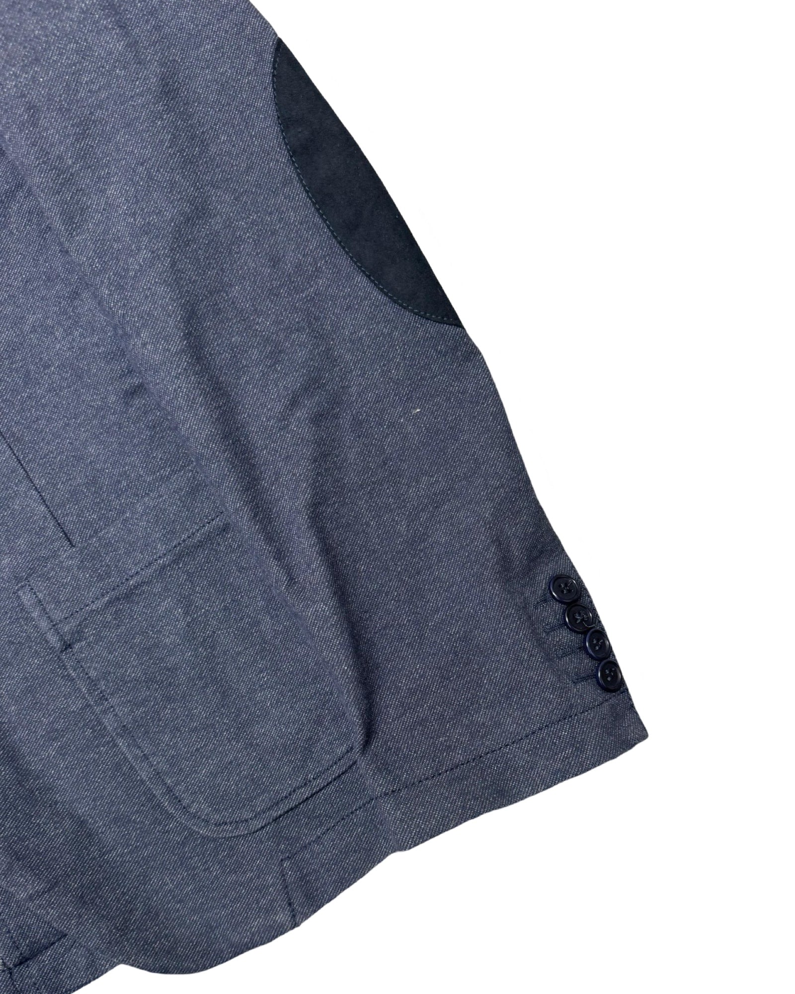Benetton Denim Textured Unstructured Blazer | Size 46 (Small)