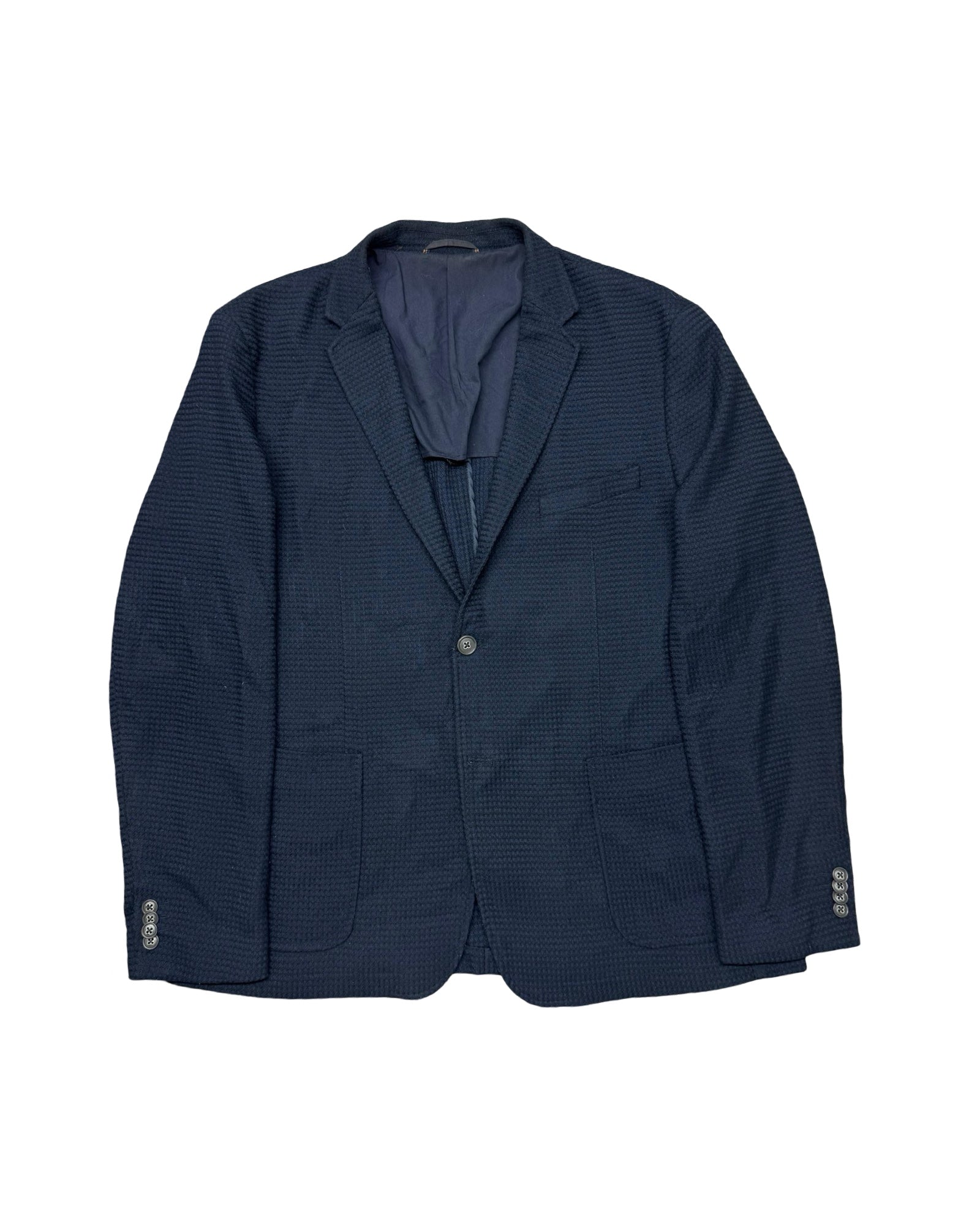 OVS Navy Waffle-Textured Blazer | Size EUR 54 (Medium/Large)