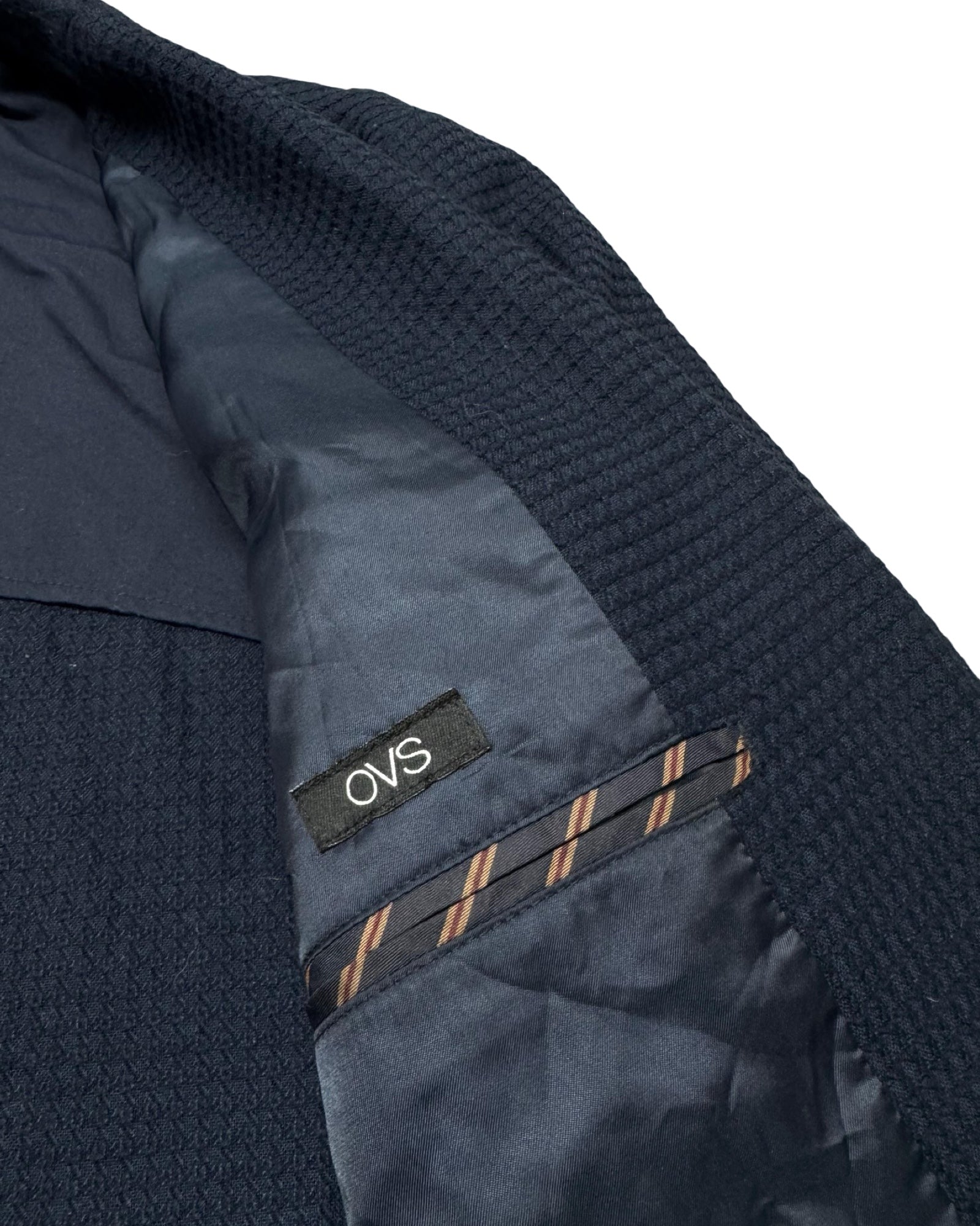 OVS Navy Waffle-Textured Blazer | Size EUR 54 (Medium/Large)