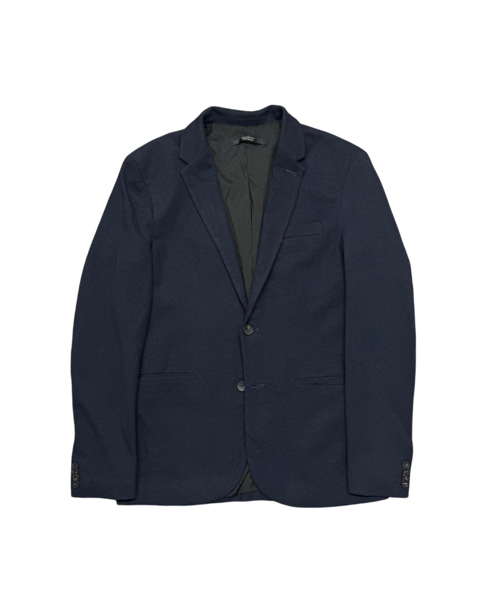 Zara Man Navy Blue Textured Unstructured Blazer | Size 40 (Small/Medium)