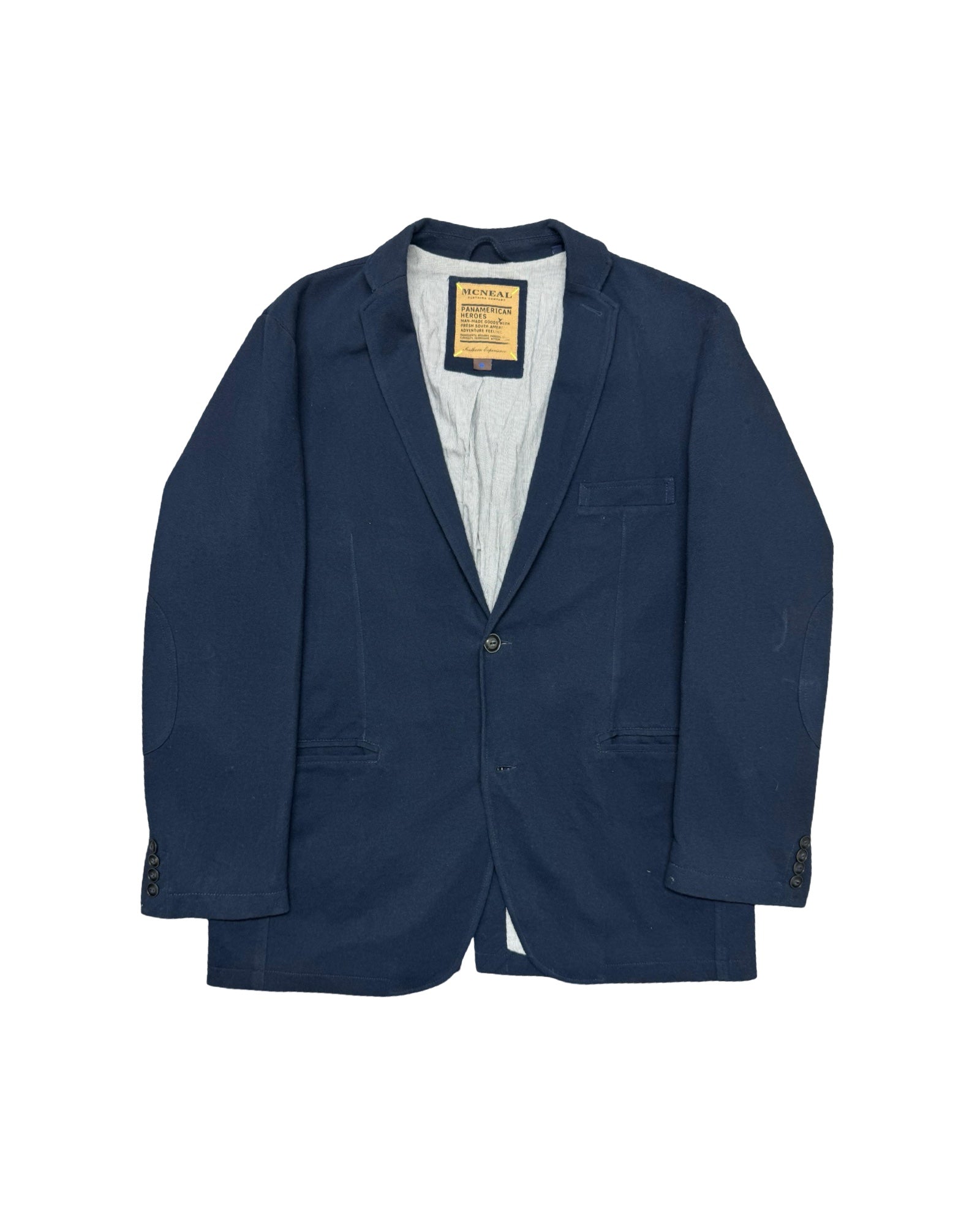 McNeal Navy Blue Textured Cotton Unstructured Blazer | Size Medium/Large