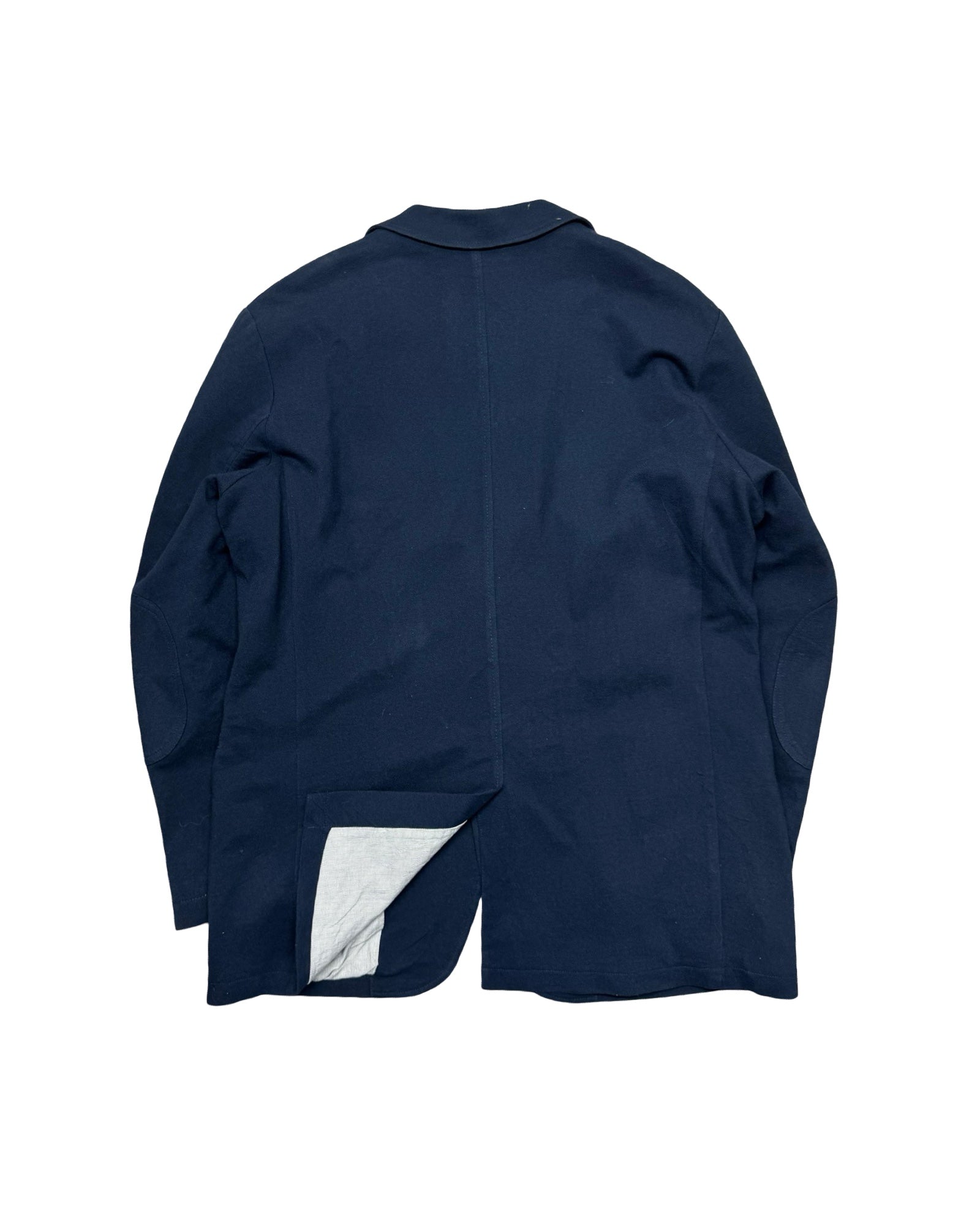 McNeal Navy Blue Textured Cotton Unstructured Blazer | Size Medium/Large
