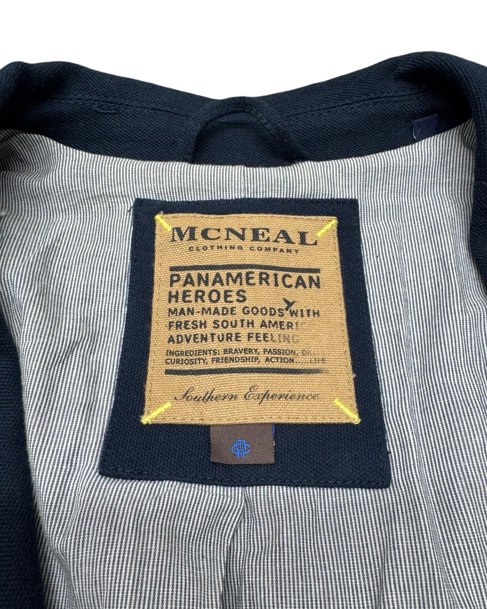 McNeal Navy Blue Textured Cotton Unstructured Blazer | Size Medium/Large