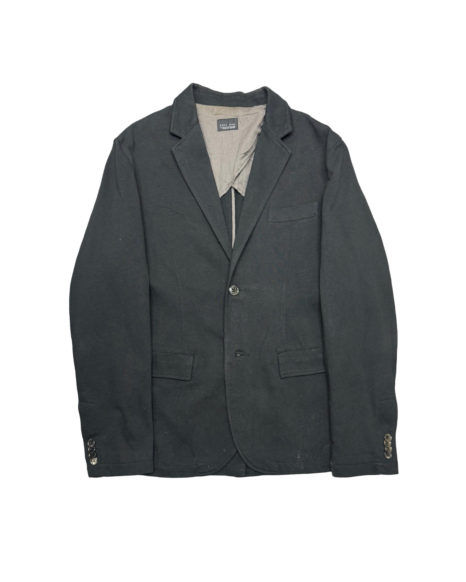 Zara Man Black Textured Cotton Blazer | Size Small/Medium