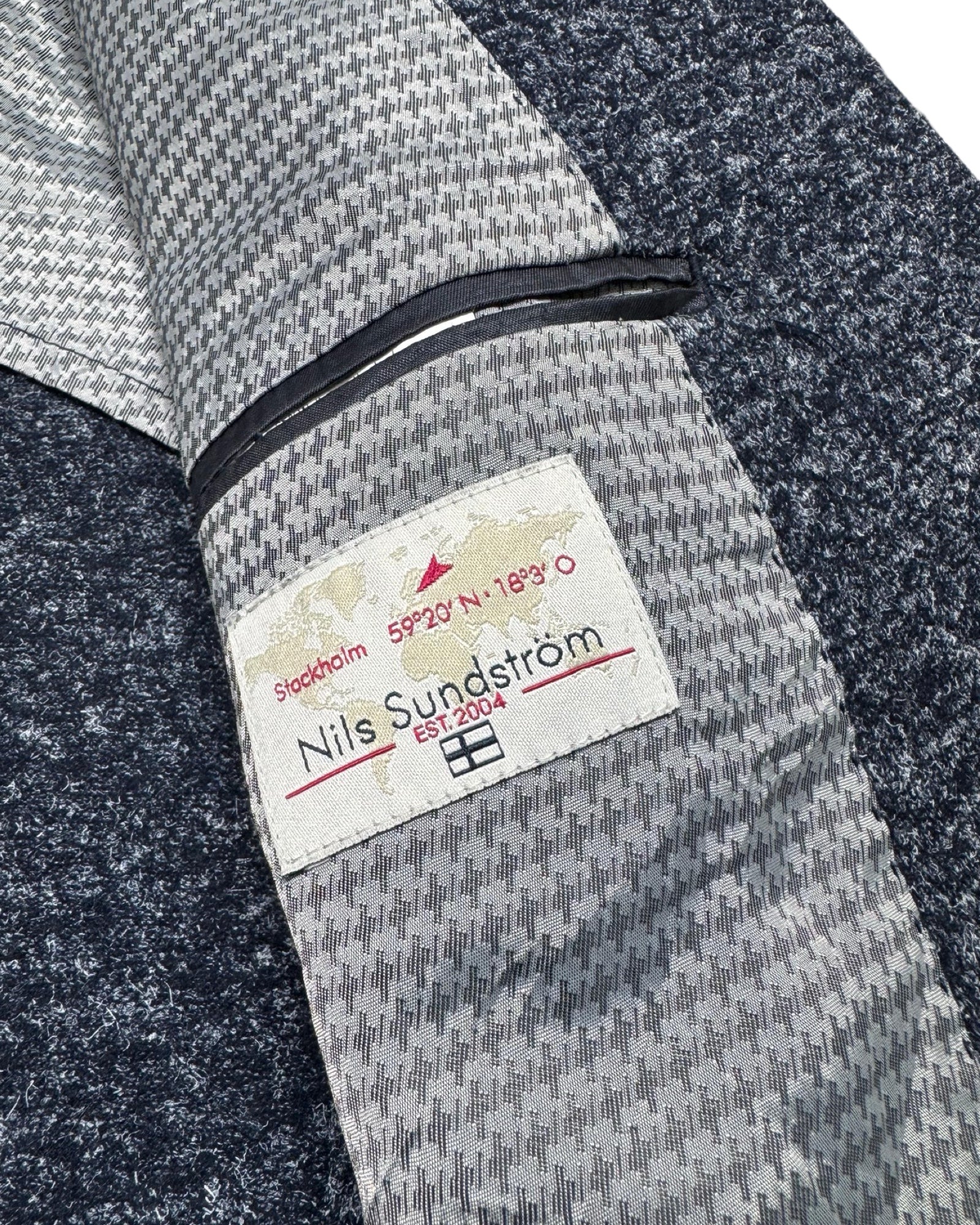 Nils Sundström Blue Textured Blazer | Unstructured | Size 56 (Medium/Large)