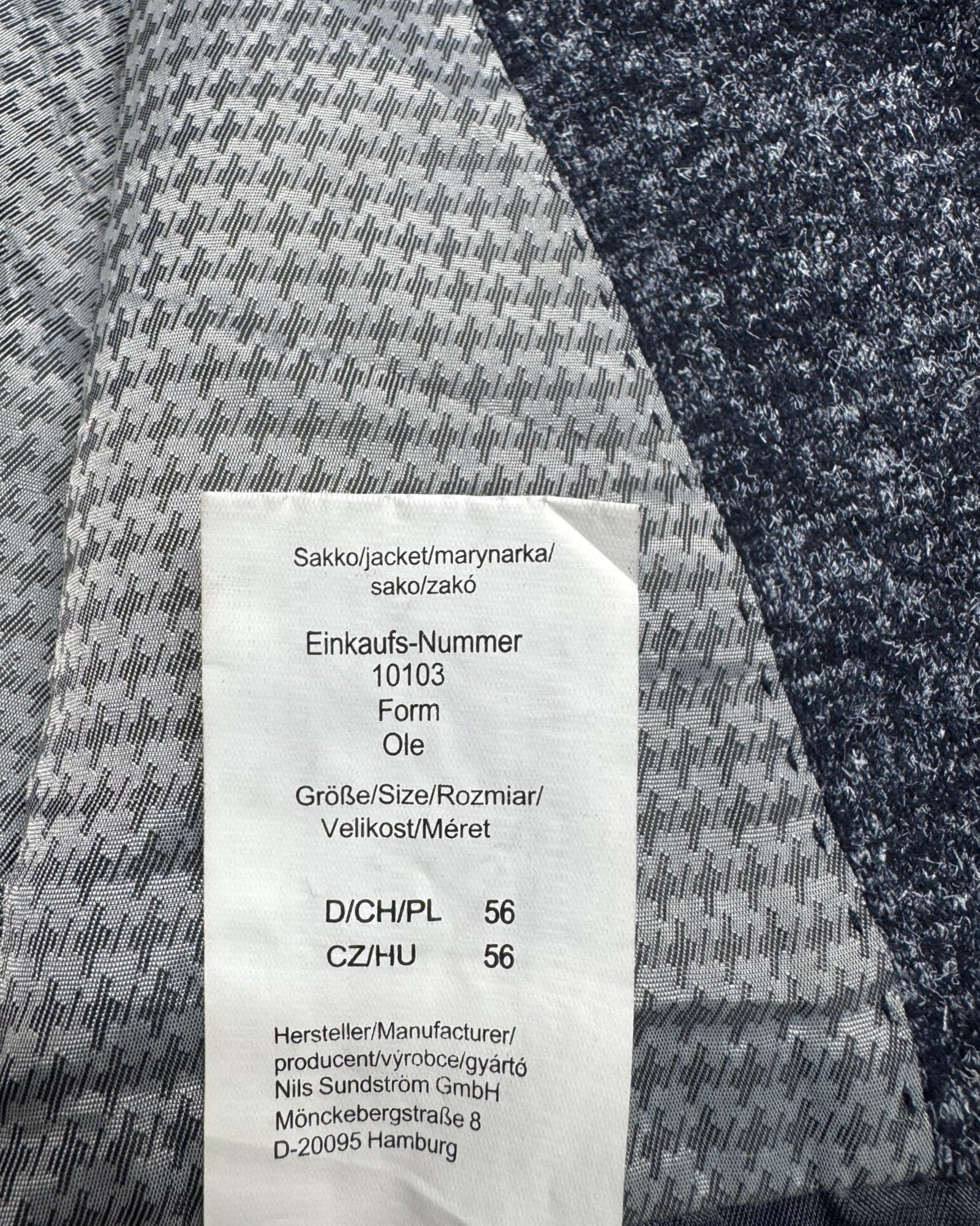 Nils Sundström Blue Textured Blazer | Unstructured | Size 56 (Medium/Large)