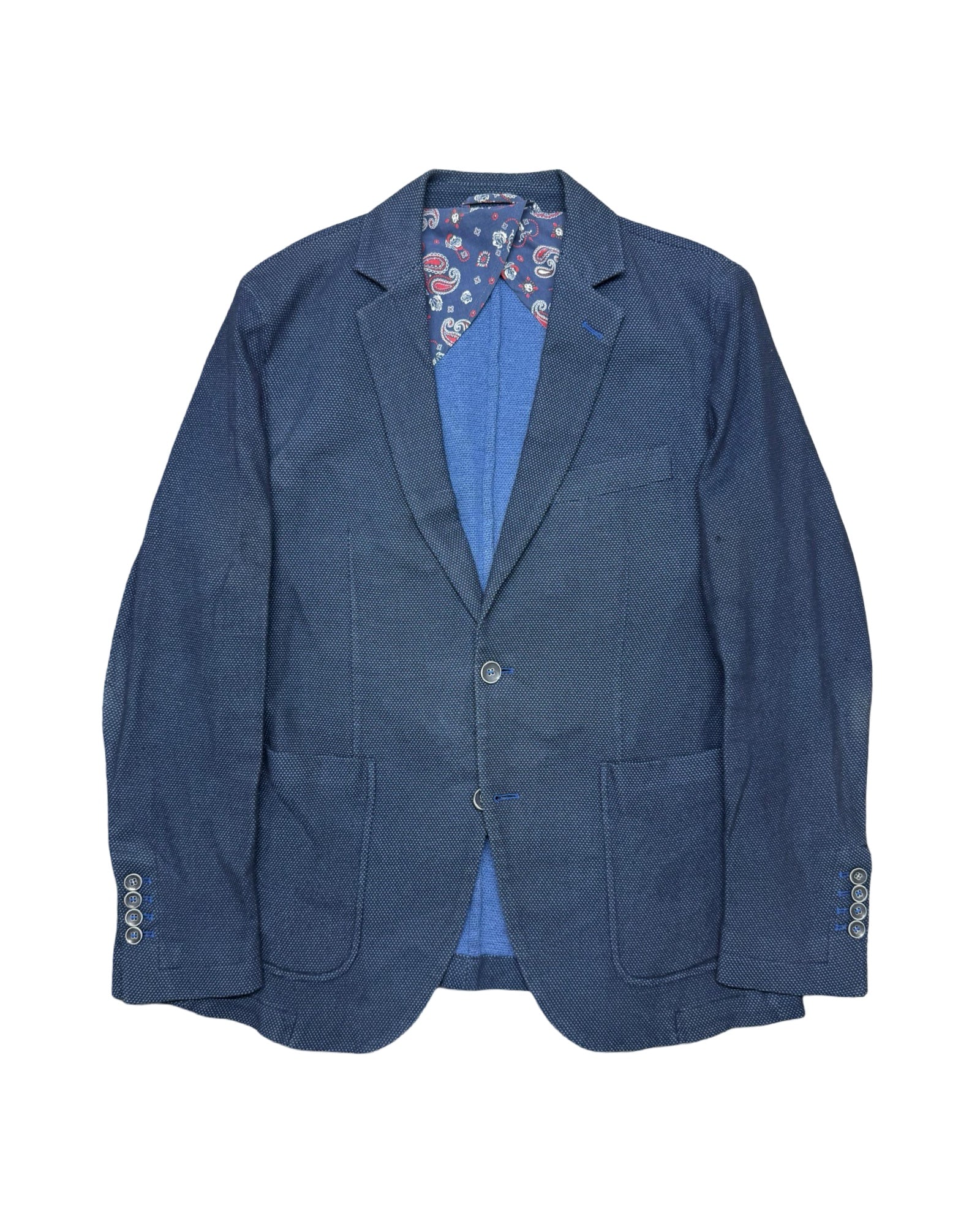 Bagutta Blue Textured Cotton Unstructured Blazer | Size 48 (Small/Medium)