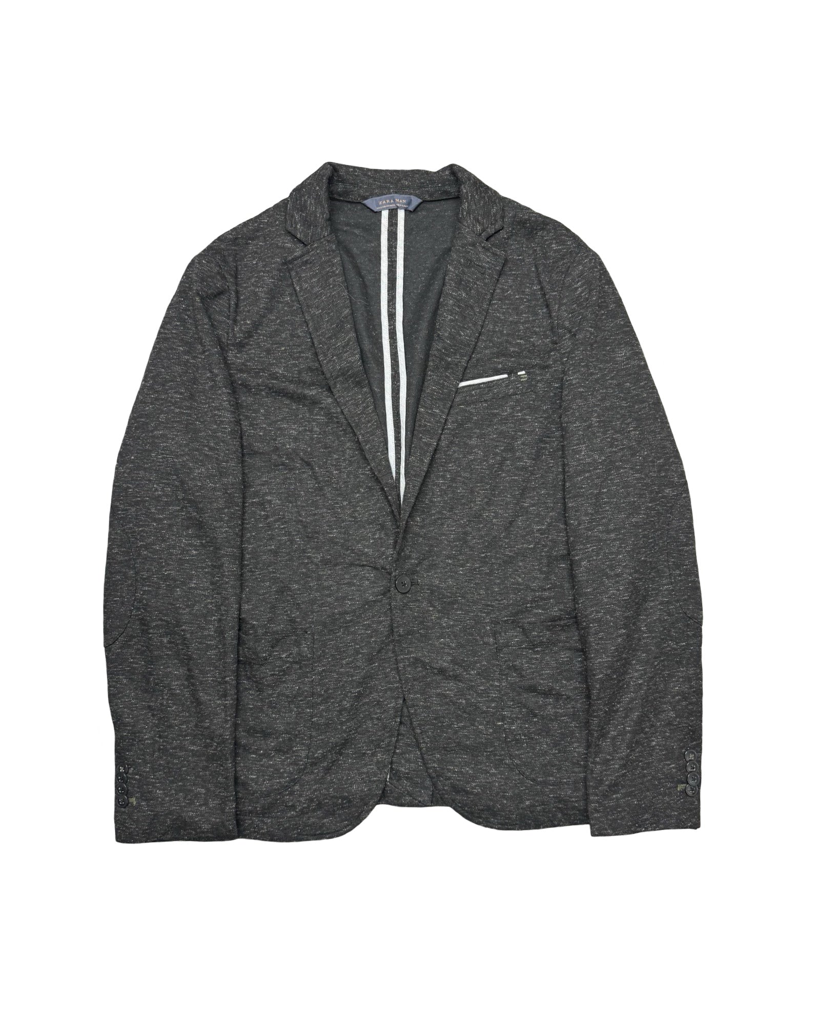 Zara Man Dark Grey Textured Blazer | Size EUR 54 (Small/Medium)