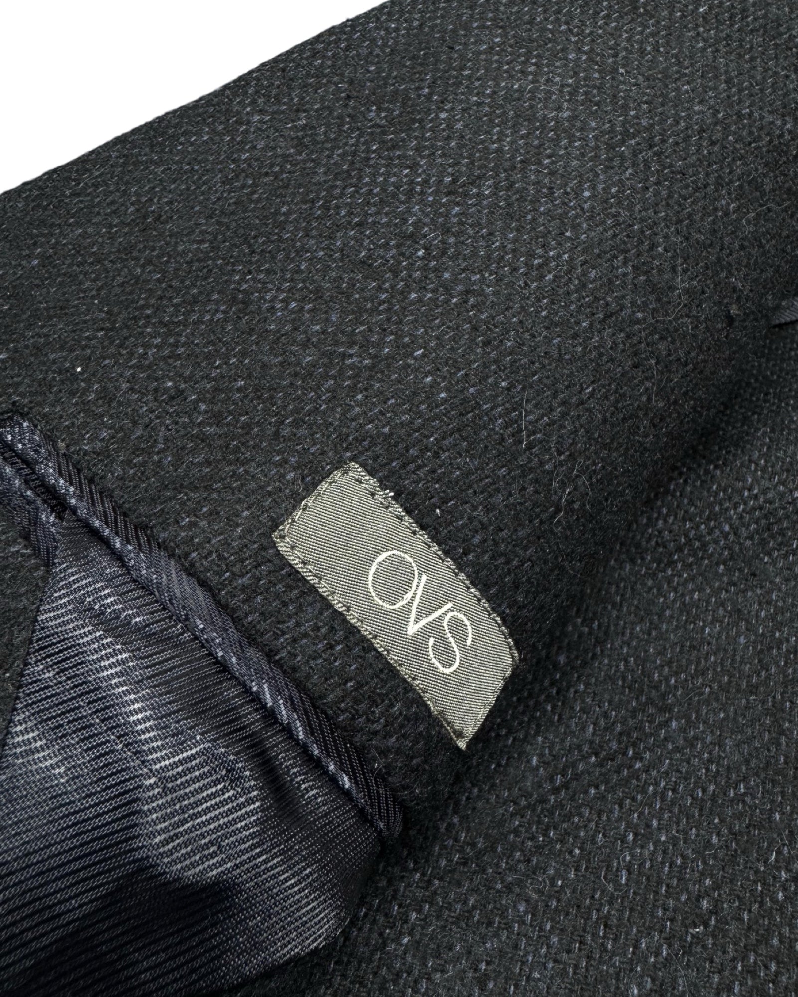 OVS Navy Textured Wool-Blend Blazer | Size 48 (Small/Medium)