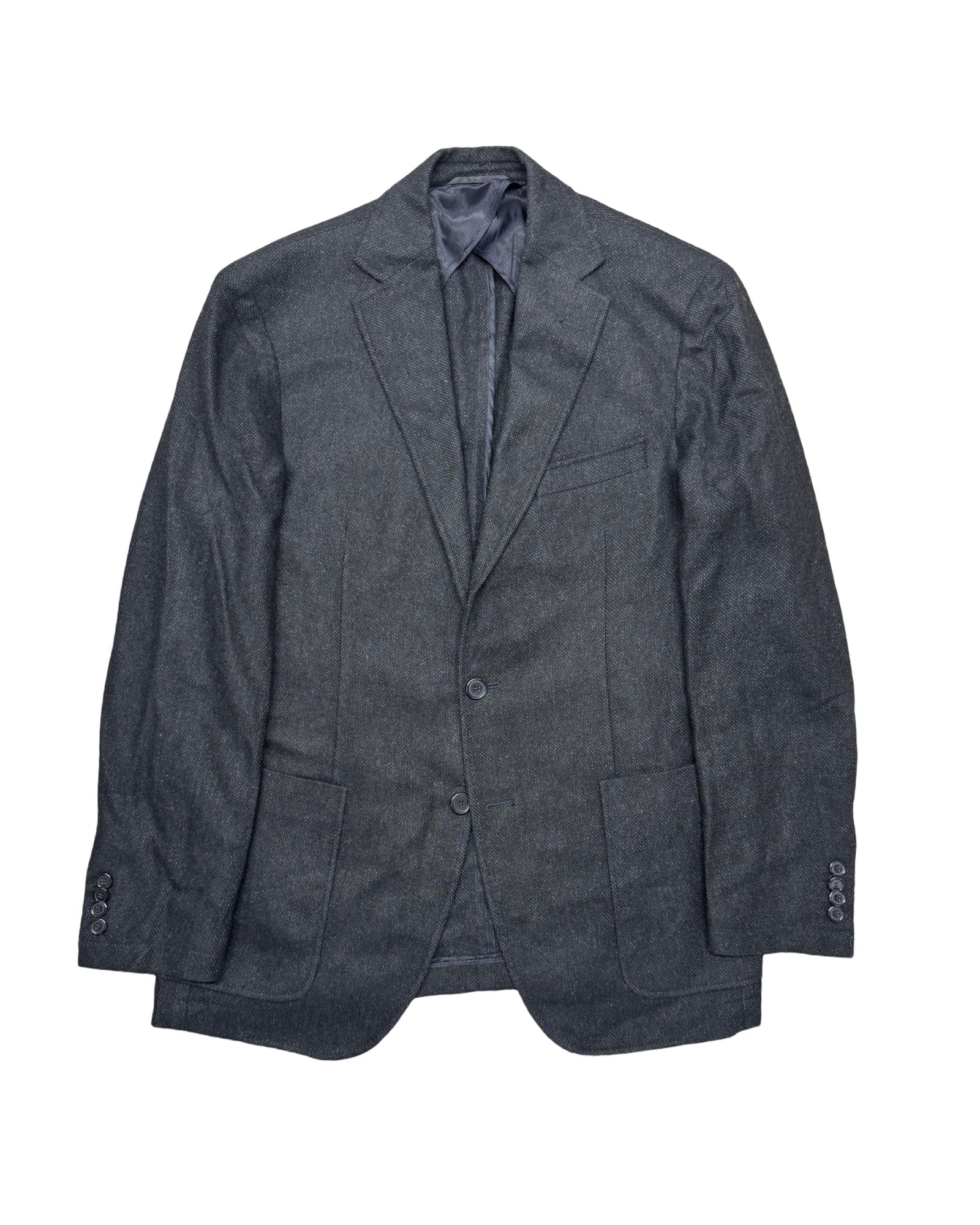 OVS Navy Textured Wool-Blend Blazer | Size 48 (Small/Medium)