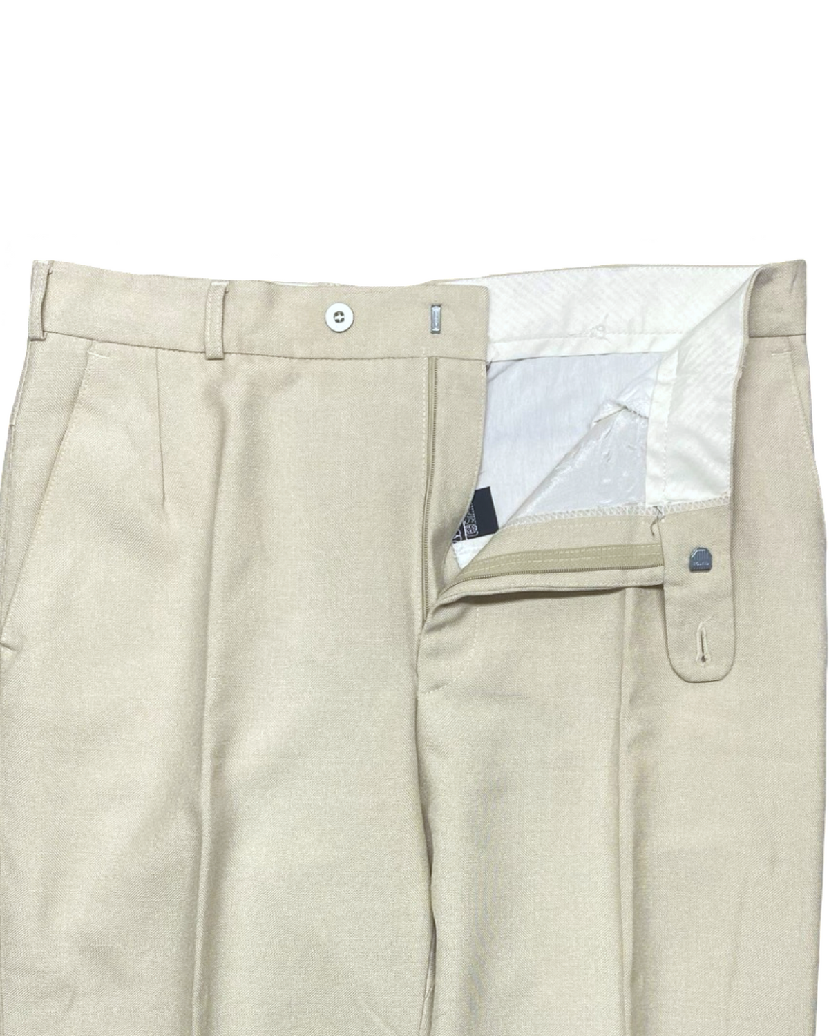 TREVIRA Beige Pleated Formal Pants | Waist 34” | Length 40.5”