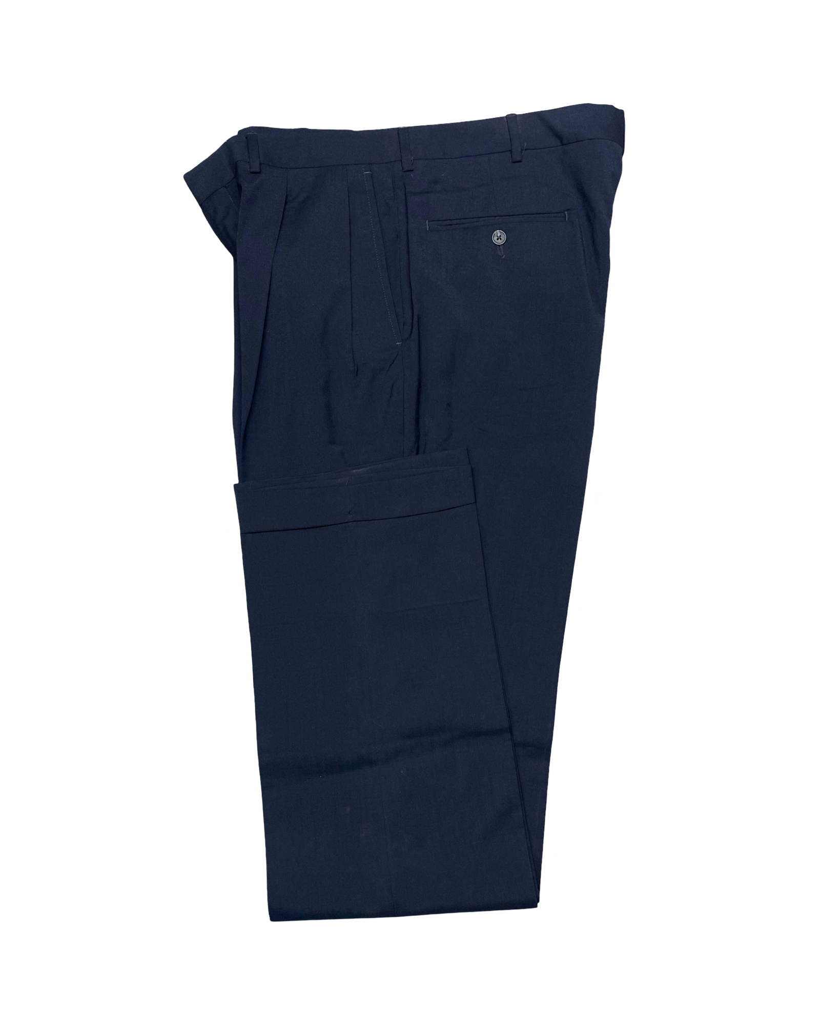 Town Craft Navy Blue Pleated Formal Pants | Waist 36” | Length 48.5”