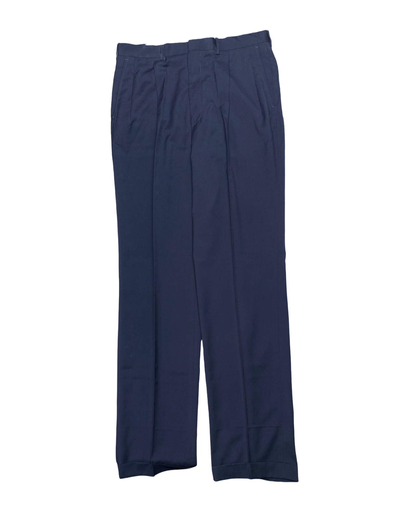 Town Craft Navy Blue Pleated Formal Pants | Waist 36” | Length 48.5”