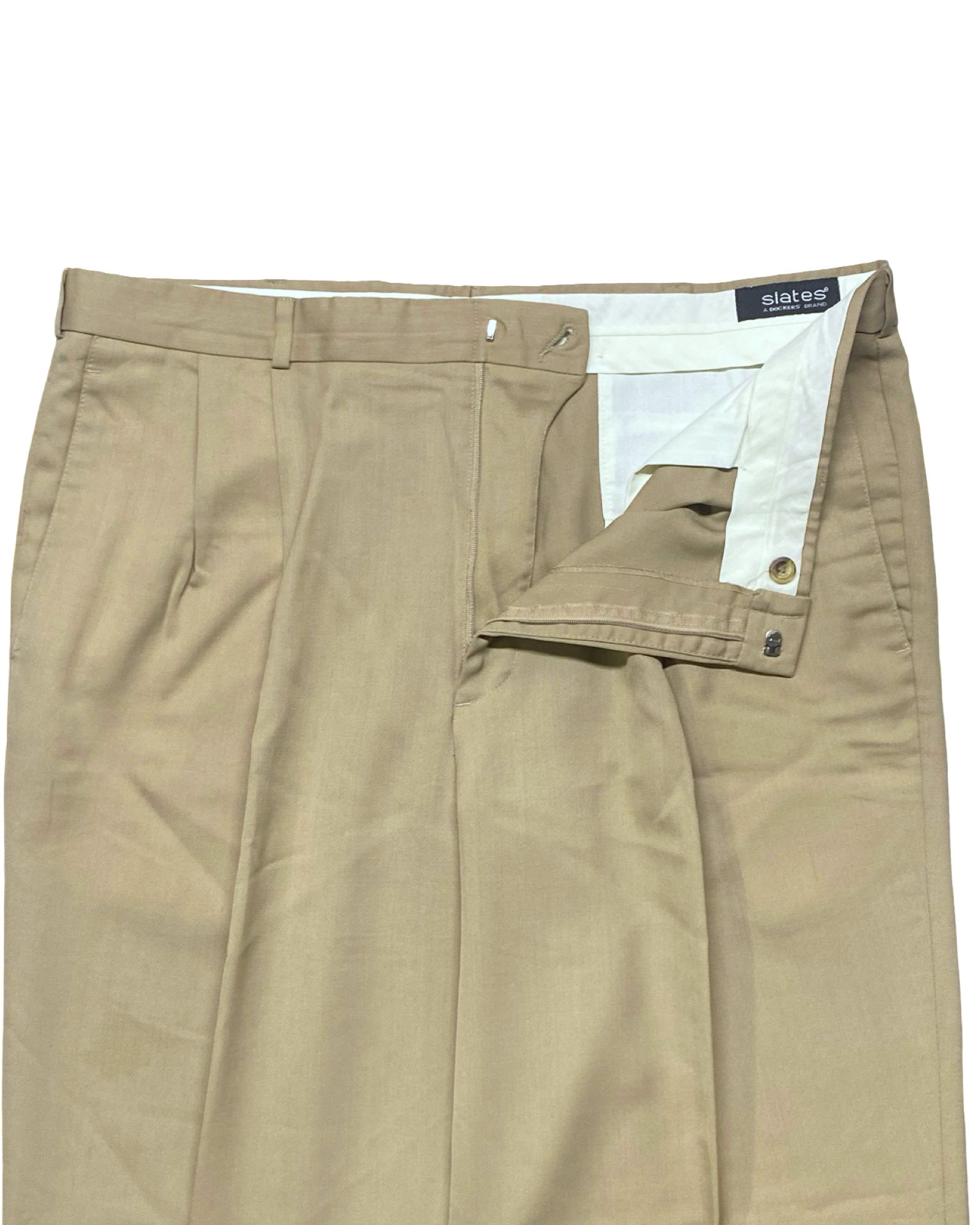 Slates Beige Pleated Formal Pants | Waist 40” | Length 41.5”