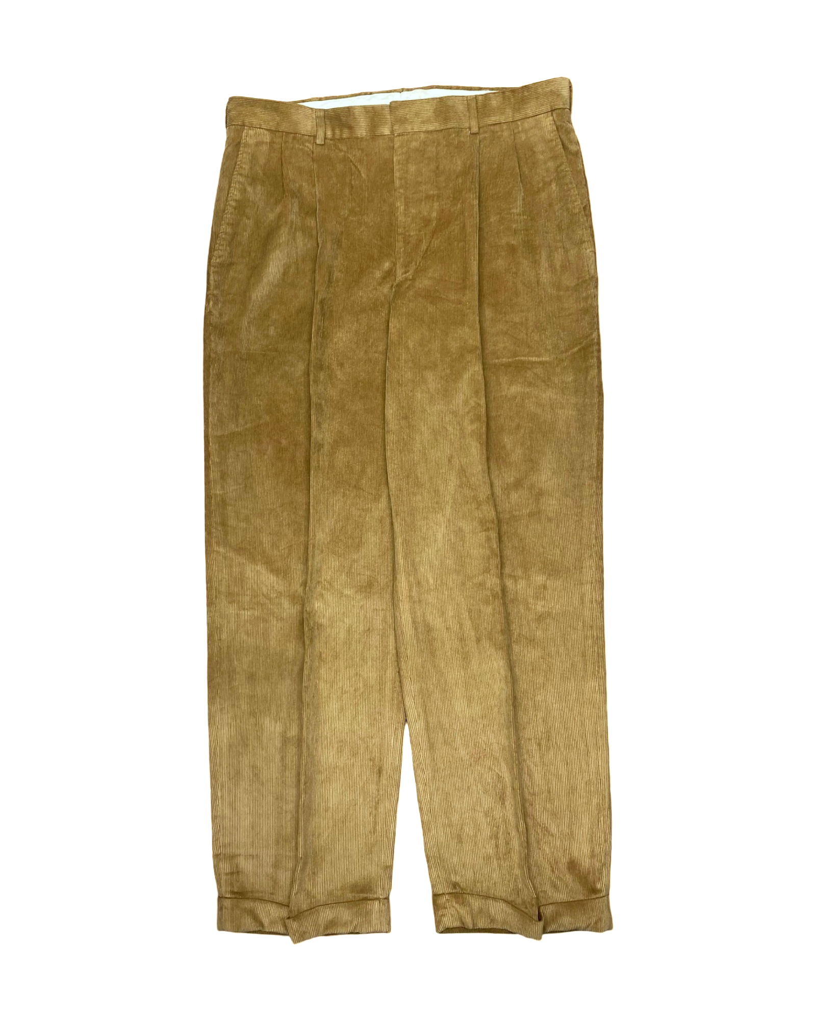 George Golden Tan Corduroy Pleated Pants | Waist 36” | Length 42.5”