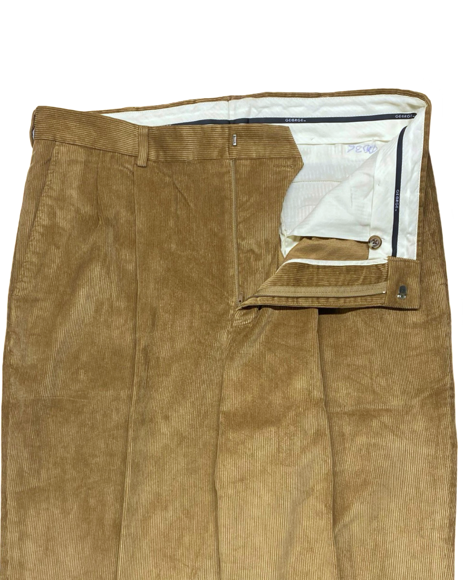 George Golden Tan Corduroy Pleated Pants | Waist 36” | Length 42.5”