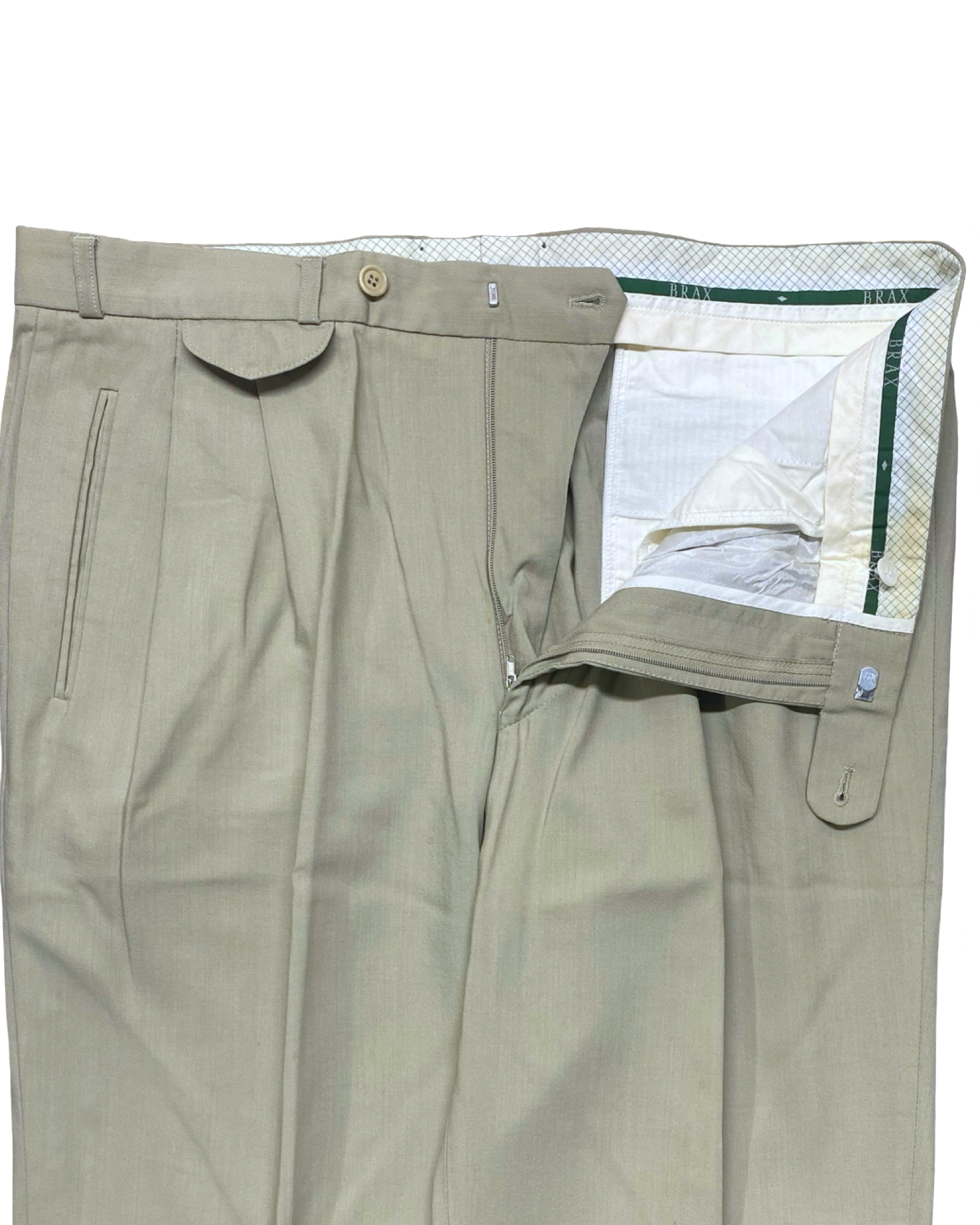Brax Beige Pleated Pants | Waist 38” | Length 42.5”