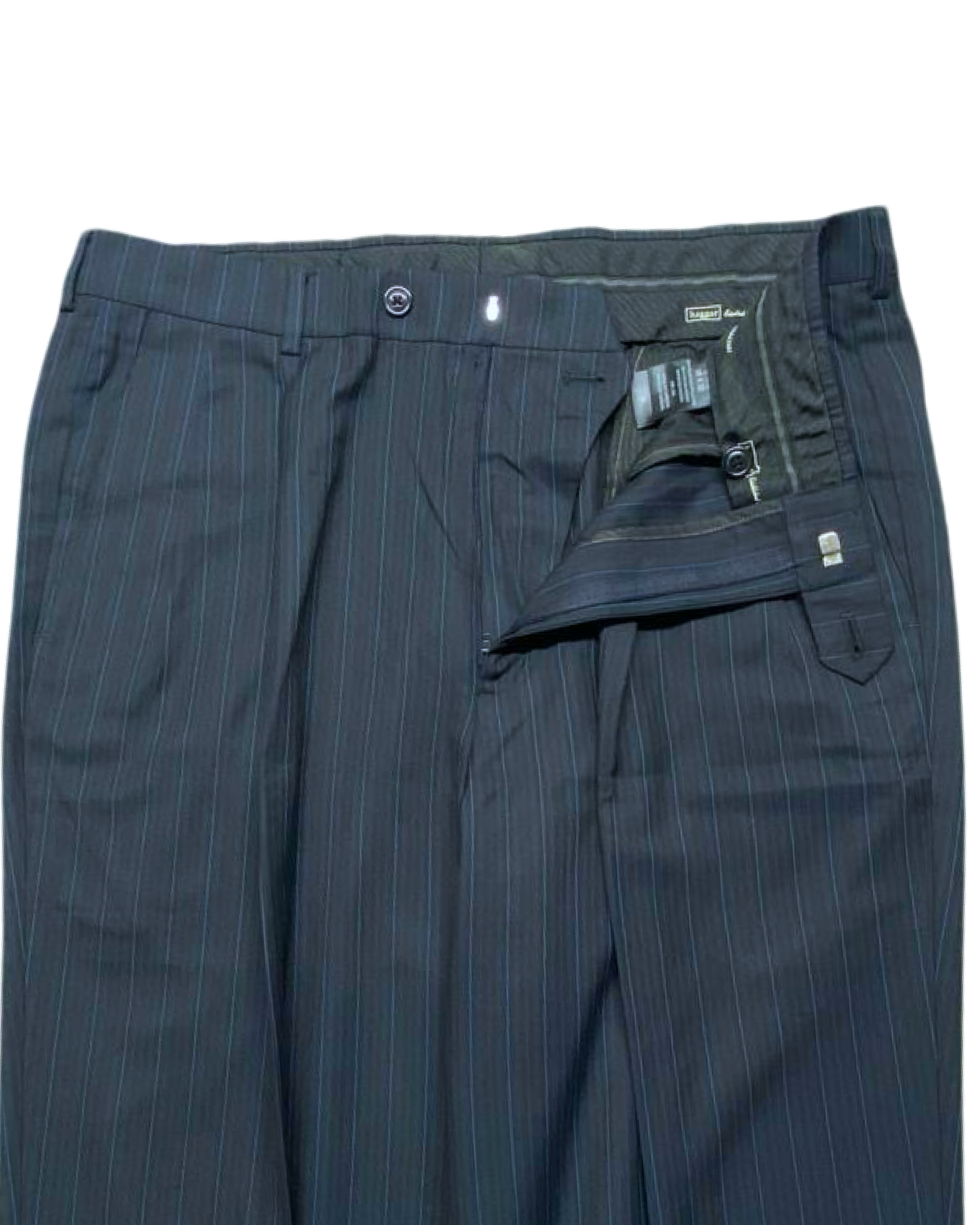 Haggar Black Pinstripe Pleated Formal Pants | Waist 36” | Length 42.5”