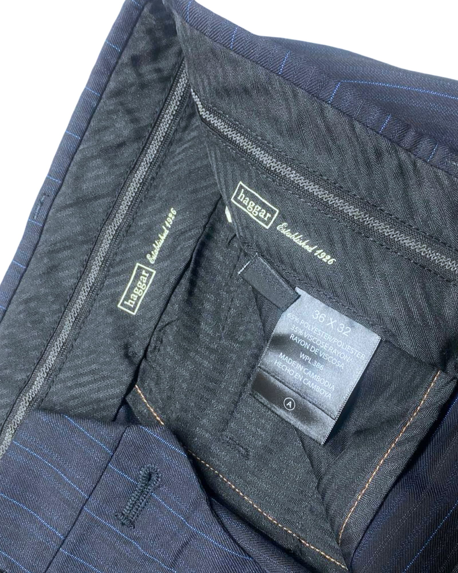 Haggar Black Pinstripe Pleated Formal Pants | Waist 36” | Length 42.5”