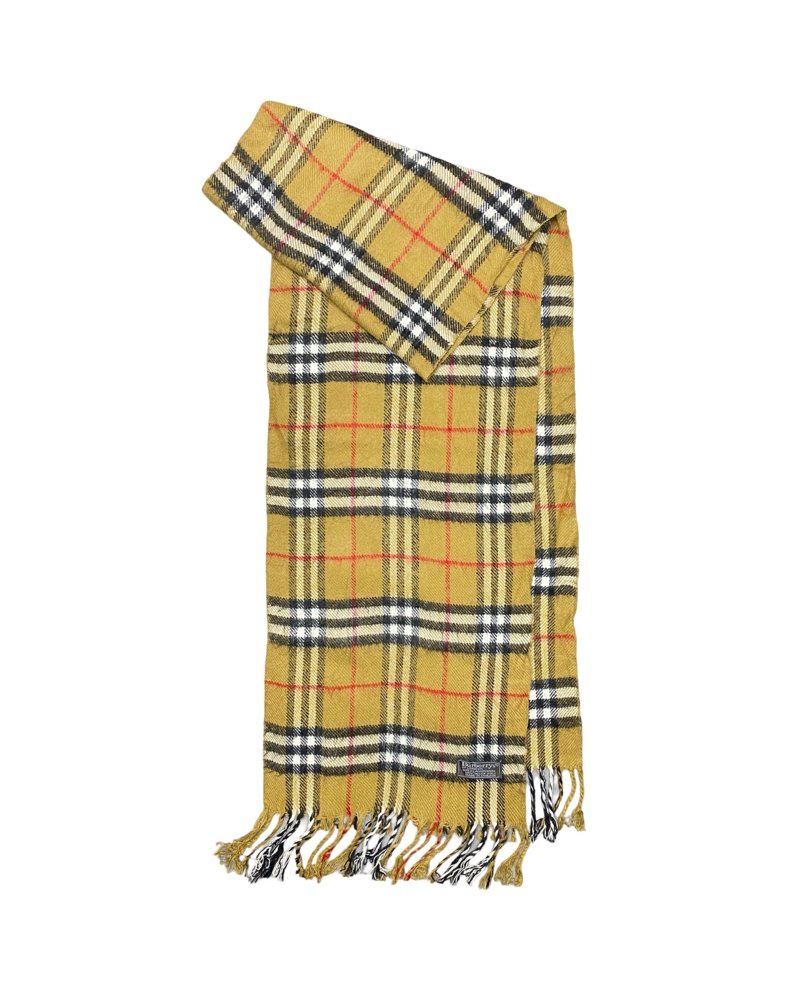 Burberry Vintage Check Wool Scarf | Yellow Check | 100% Lambswool (0146)